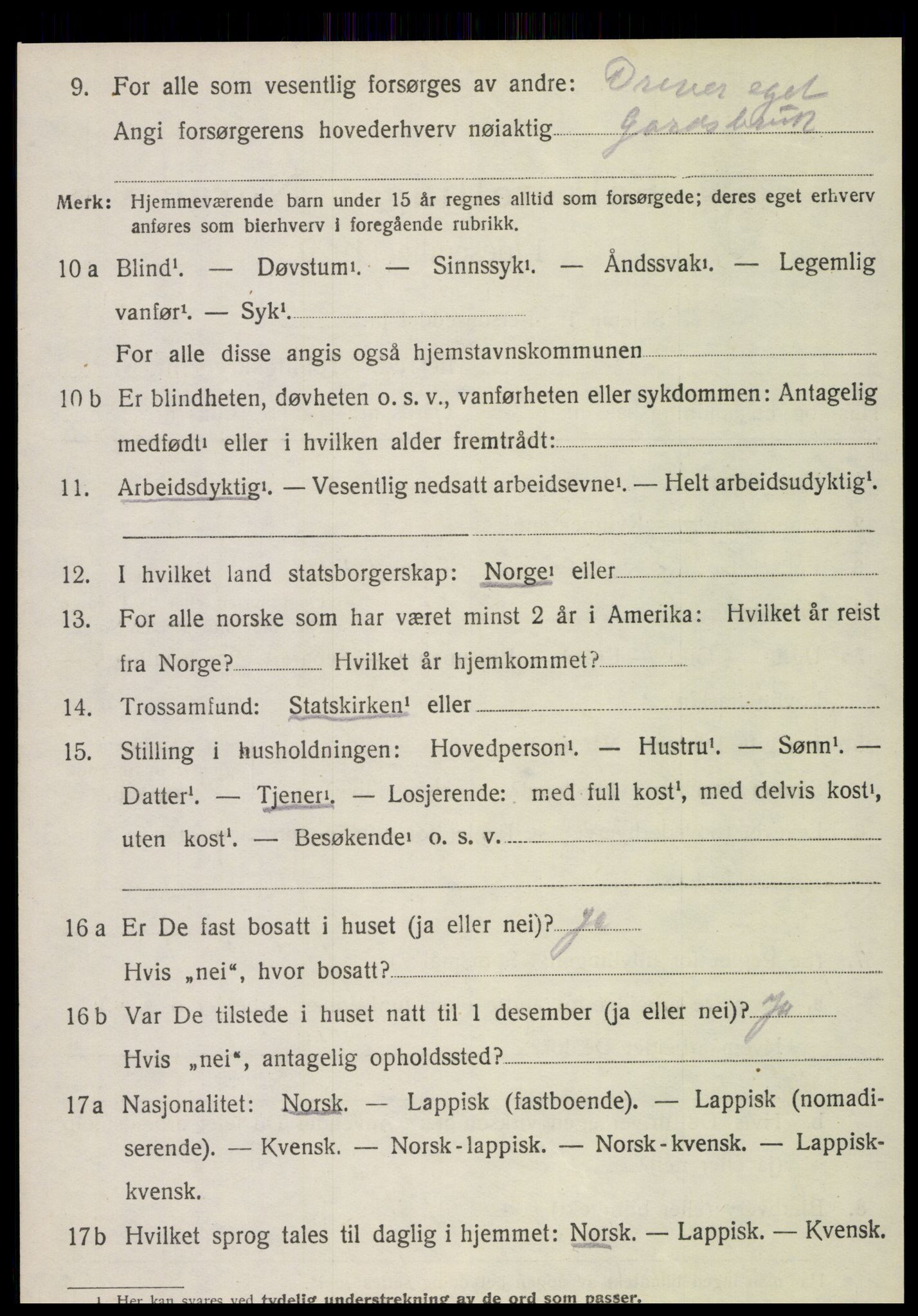 SAT, 1920 census for Vefsn, 1920, p. 10330