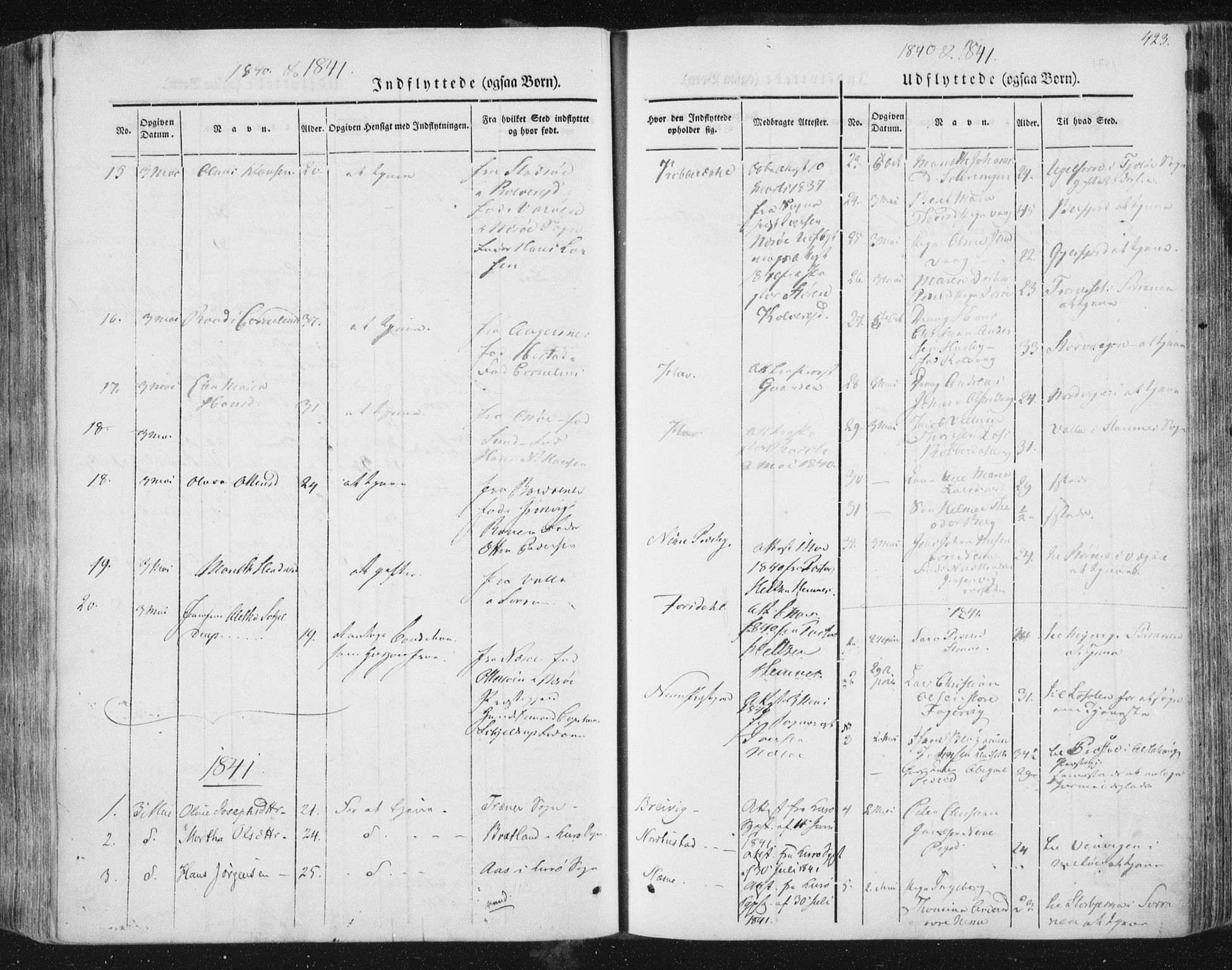 Ministerialprotokoller, klokkerbøker og fødselsregistre - Nordland, AV/SAT-A-1459/838/L0549: Parish register (official) no. 838A07, 1840-1854, p. 423