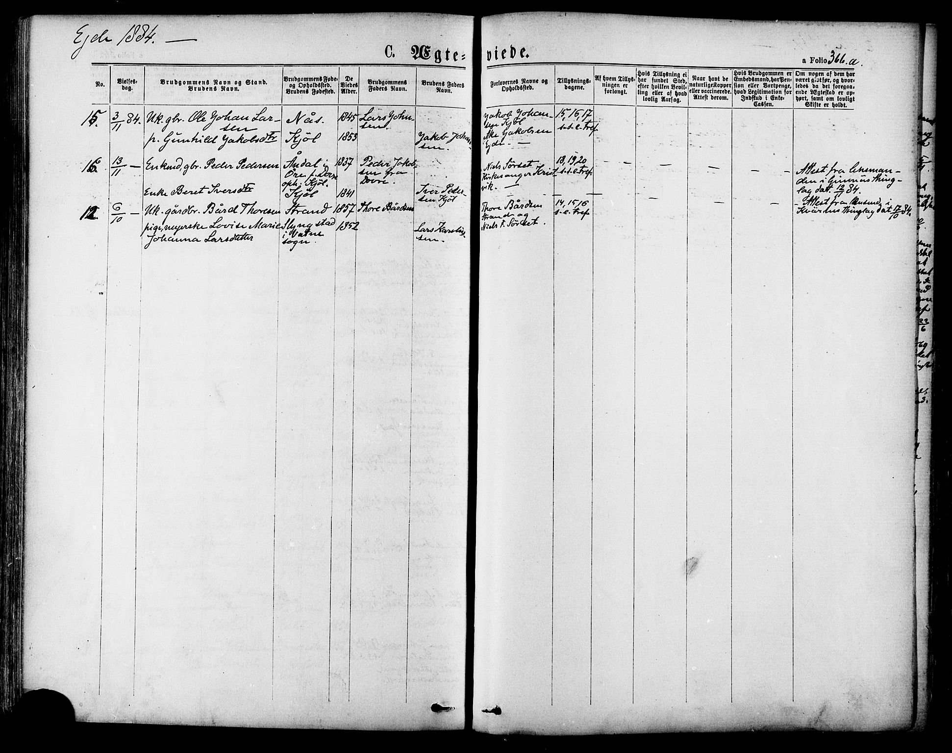 Ministerialprotokoller, klokkerbøker og fødselsregistre - Møre og Romsdal, AV/SAT-A-1454/568/L0806: Parish register (official) no. 568A12 /4, 1878-1884, p. 366