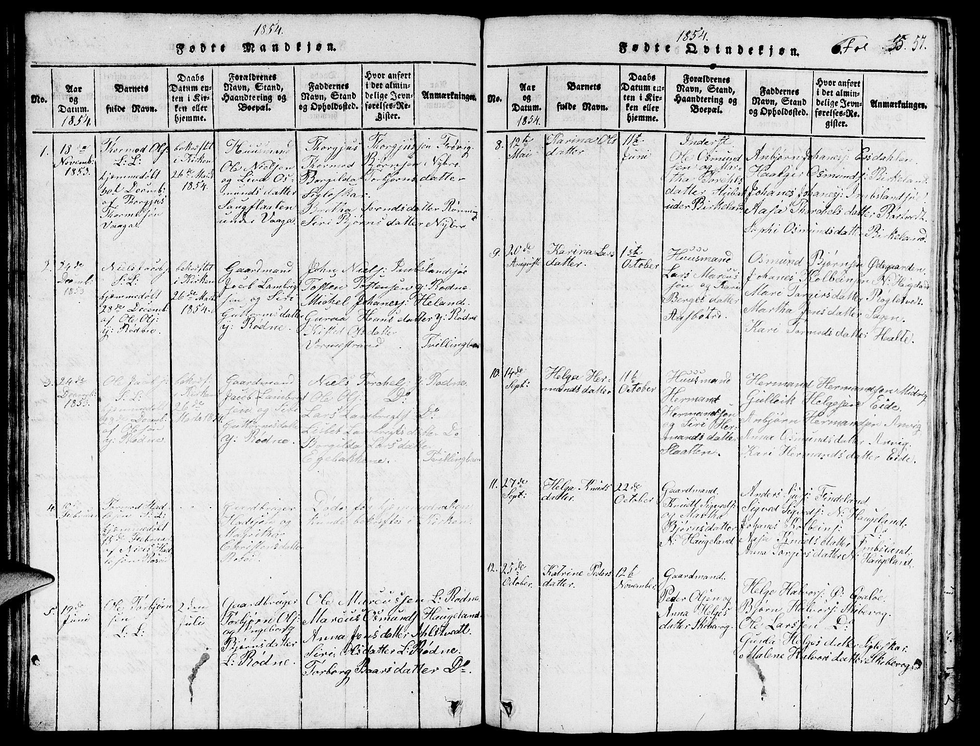Vikedal sokneprestkontor, SAST/A-101840/01/V: Parish register (copy) no. B 3, 1816-1867, p. 57