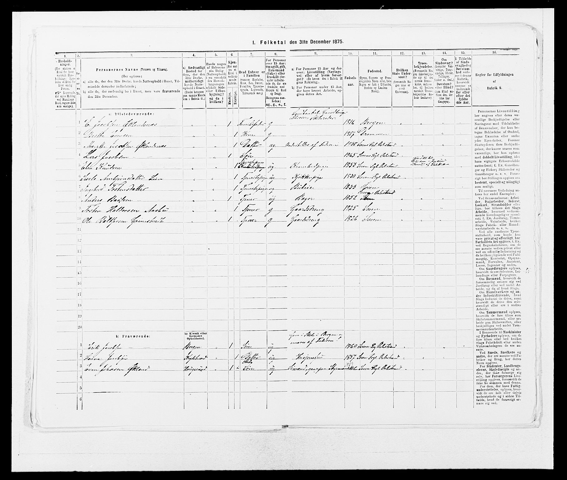 SAB, 1875 census for 1216P Sveio, 1875, p. 1257