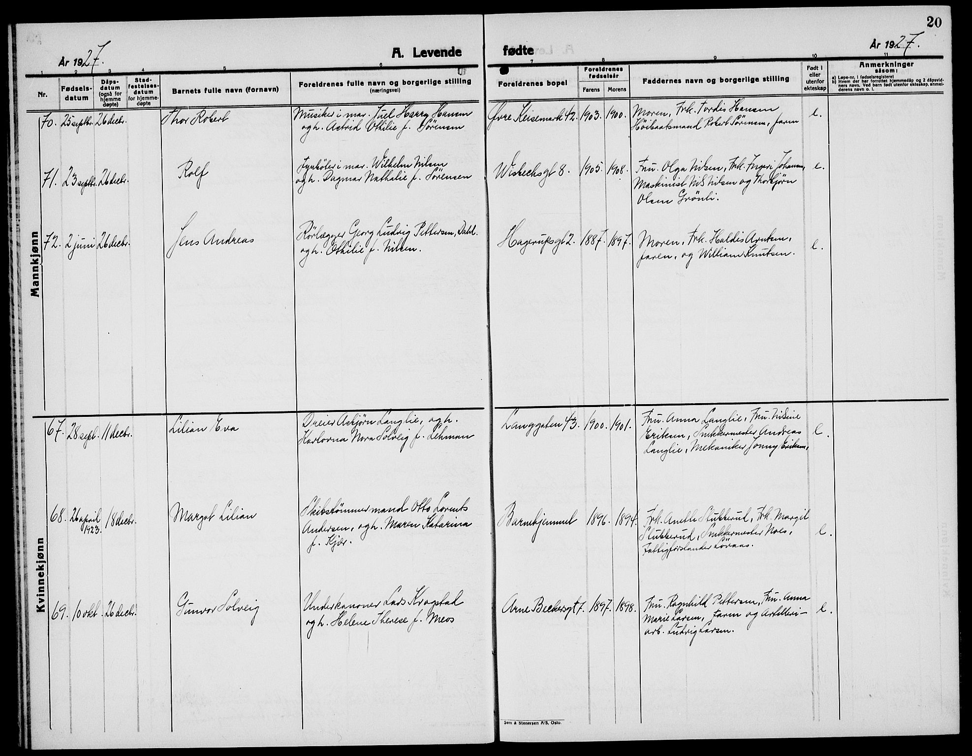 Horten kirkebøker, AV/SAKO-A-348/G/Ga/L0009: Parish register (copy) no. 9, 1926-1936, p. 20