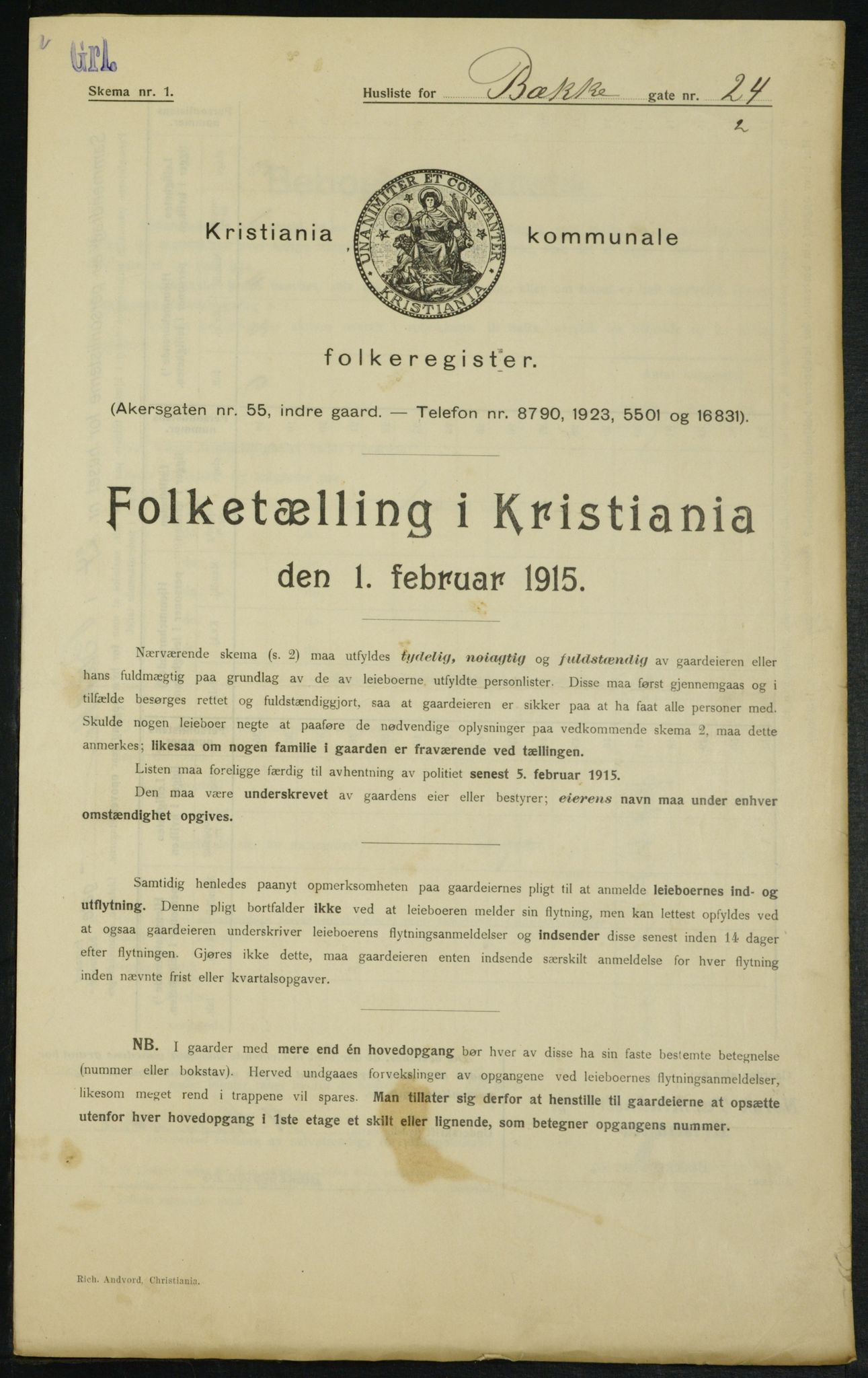 OBA, Municipal Census 1915 for Kristiania, 1915, p. 11143