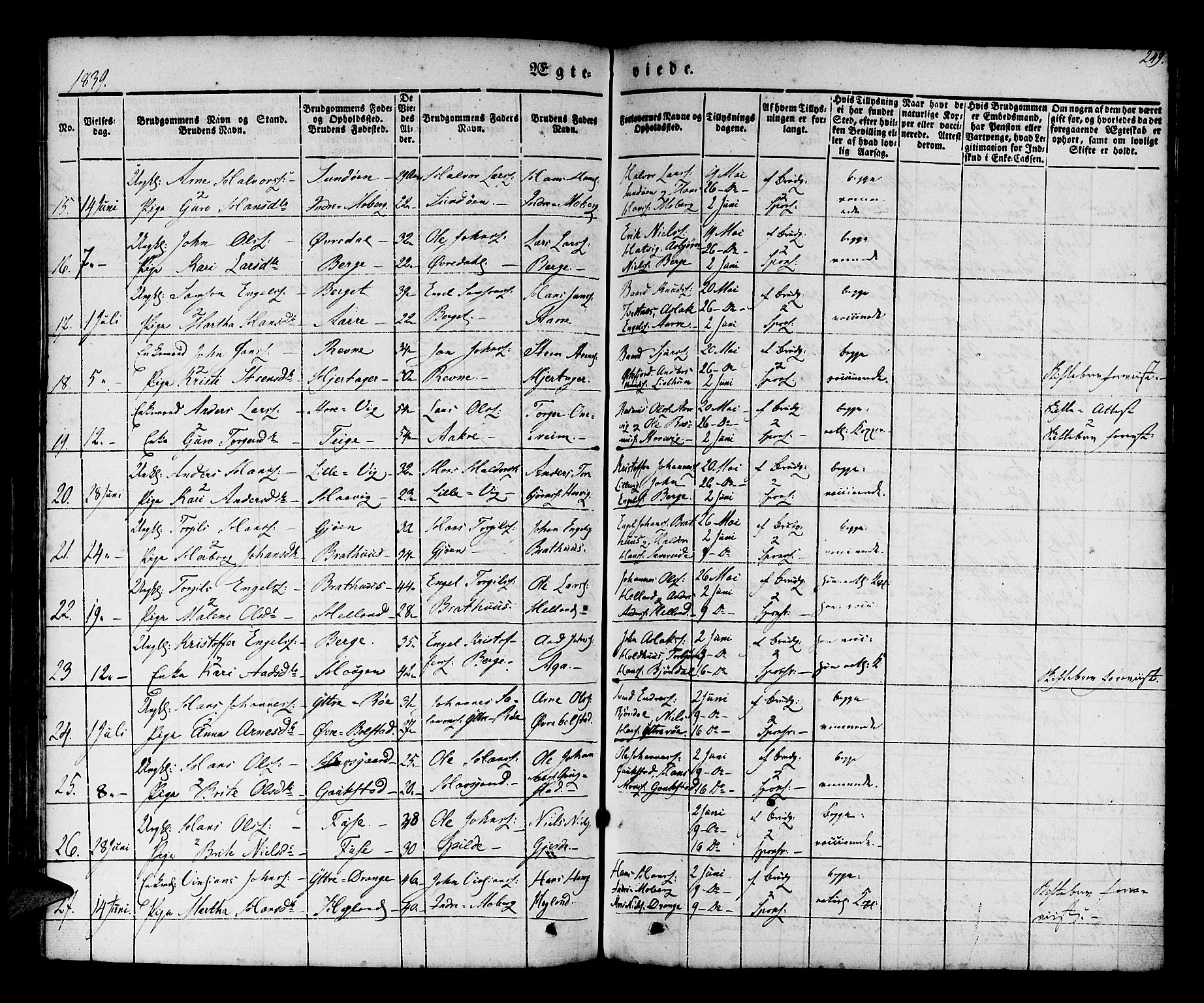 Os sokneprestembete, SAB/A-99929: Parish register (official) no. A 15, 1839-1851, p. 249