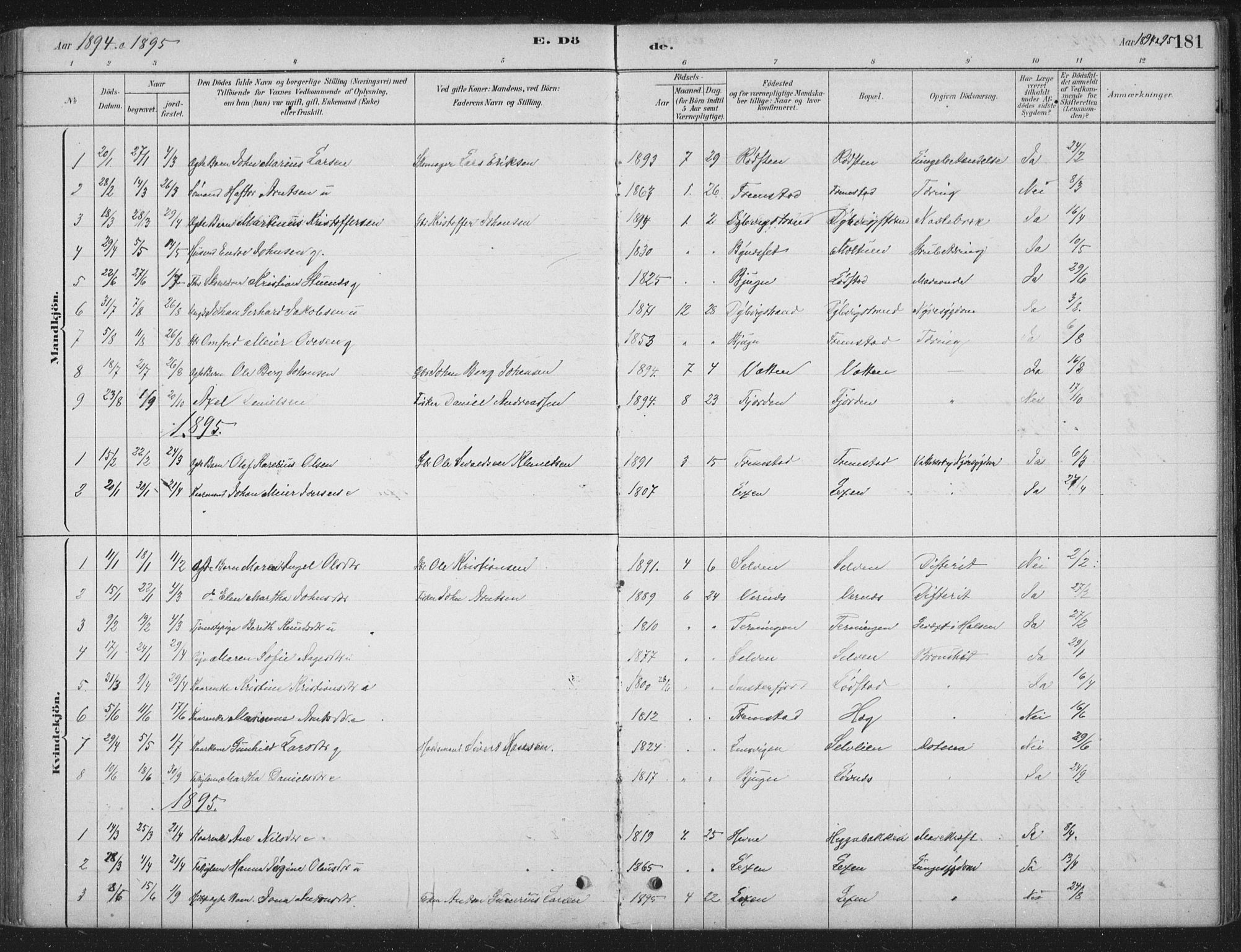 Ministerialprotokoller, klokkerbøker og fødselsregistre - Sør-Trøndelag, SAT/A-1456/662/L0755: Parish register (official) no. 662A01, 1879-1905, p. 181