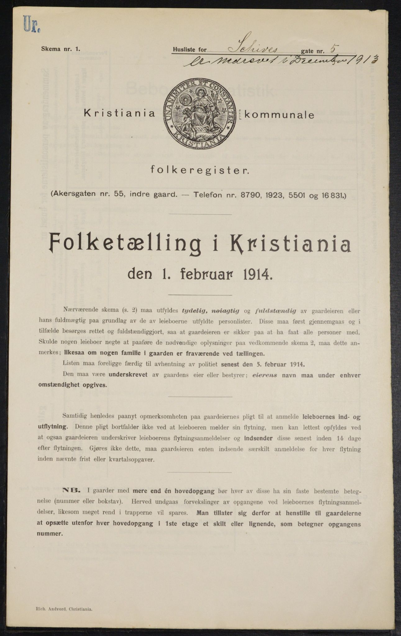 OBA, Municipal Census 1914 for Kristiania, 1914, p. 89383