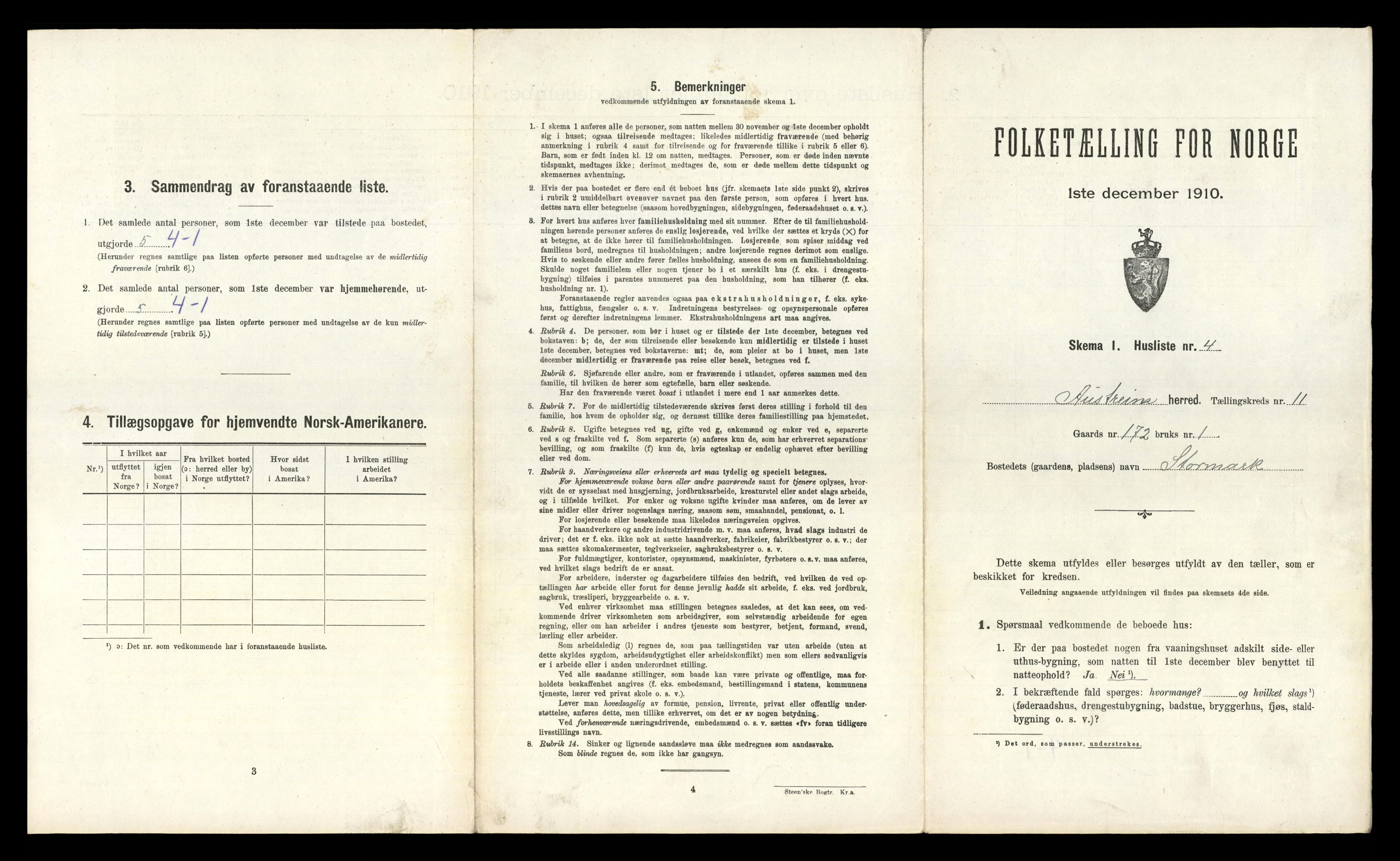 RA, 1910 census for Austrheim, 1910, p. 678