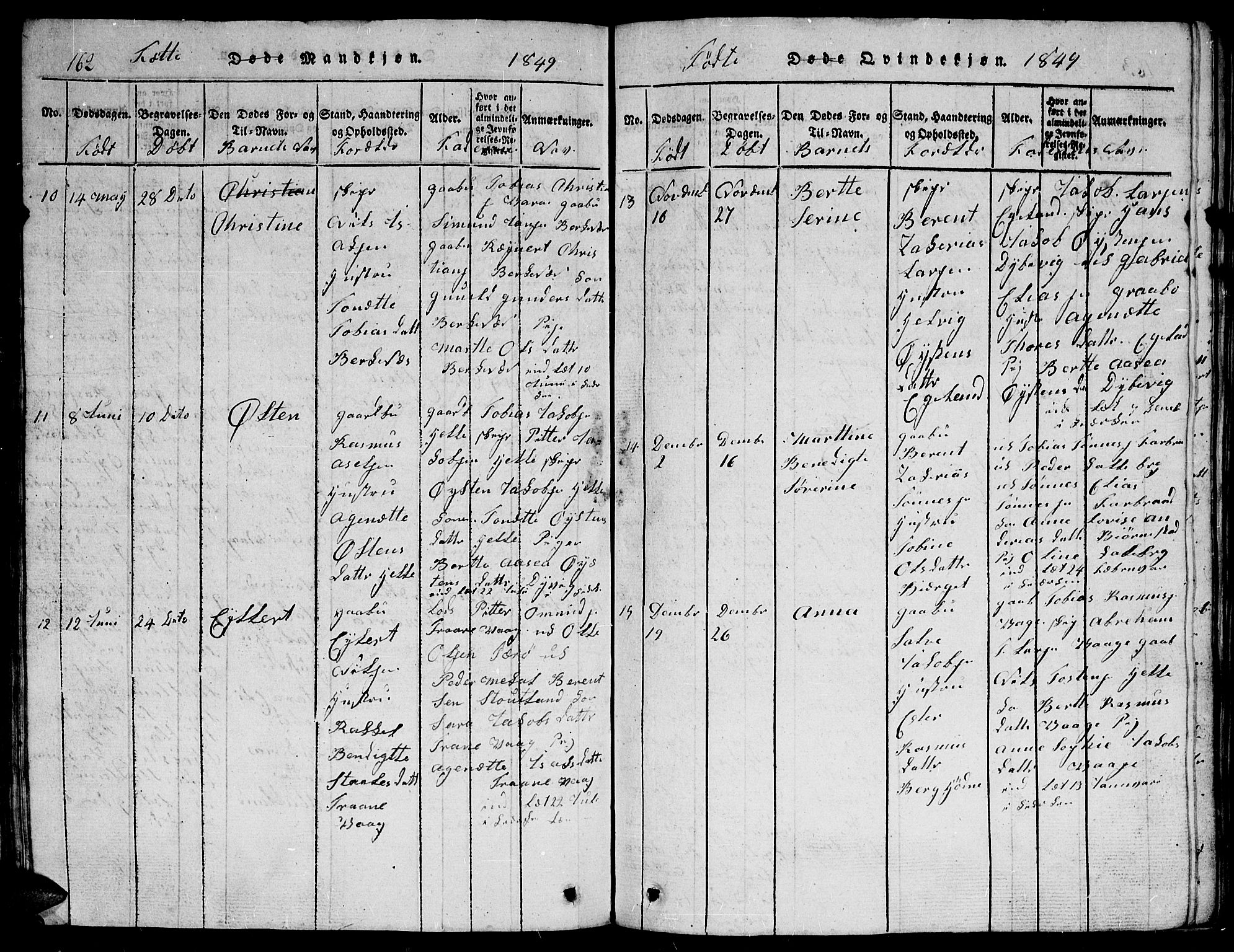 Herad sokneprestkontor, AV/SAK-1111-0018/F/Fb/Fbb/L0001: Parish register (copy) no. B 1, 1815-1852, p. 162