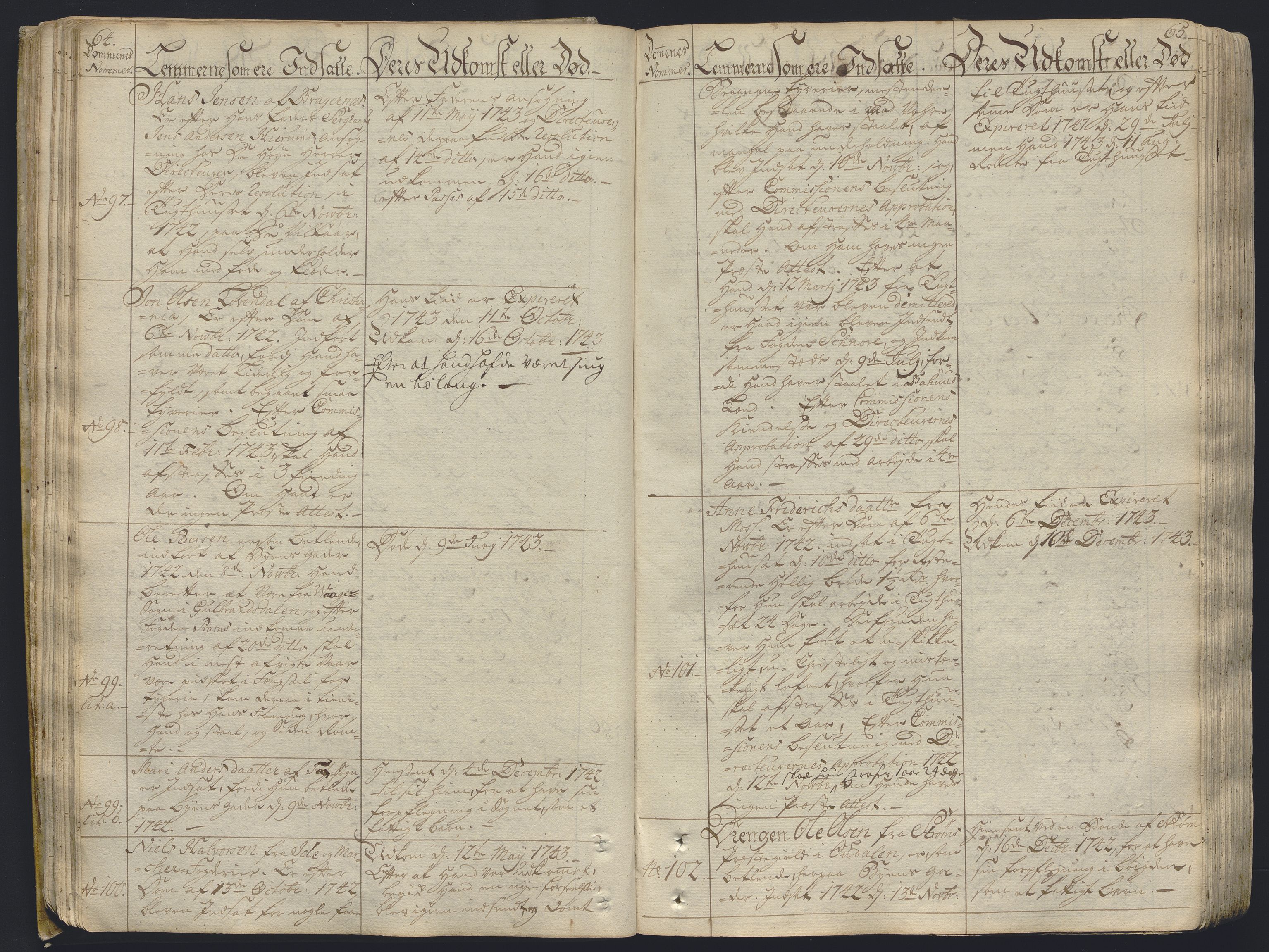 Kristiania tukthus, AV/SAO-A-10644/H/Ha/Hab/L0001: Fangeprotokoll, 1741-1763, p. 64-65