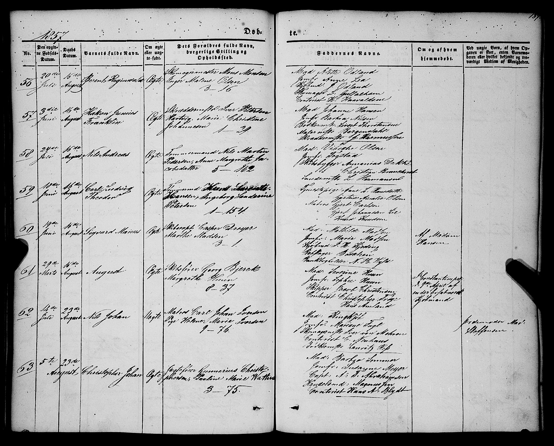 Nykirken Sokneprestembete, AV/SAB-A-77101/H/Haa/L0014: Parish register (official) no. B 1, 1844-1858, p. 137