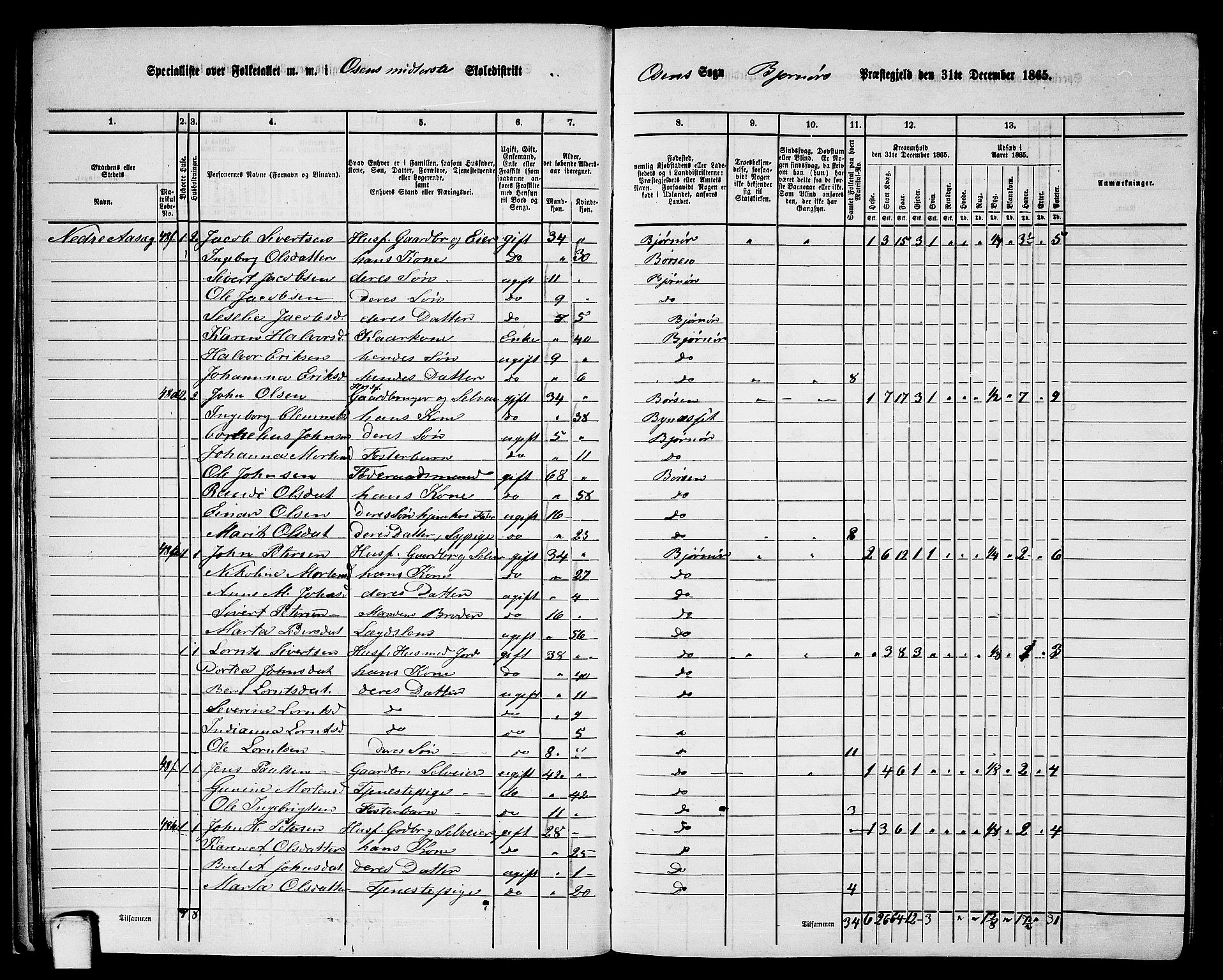 RA, 1865 census for Bjørnør, 1865, p. 26