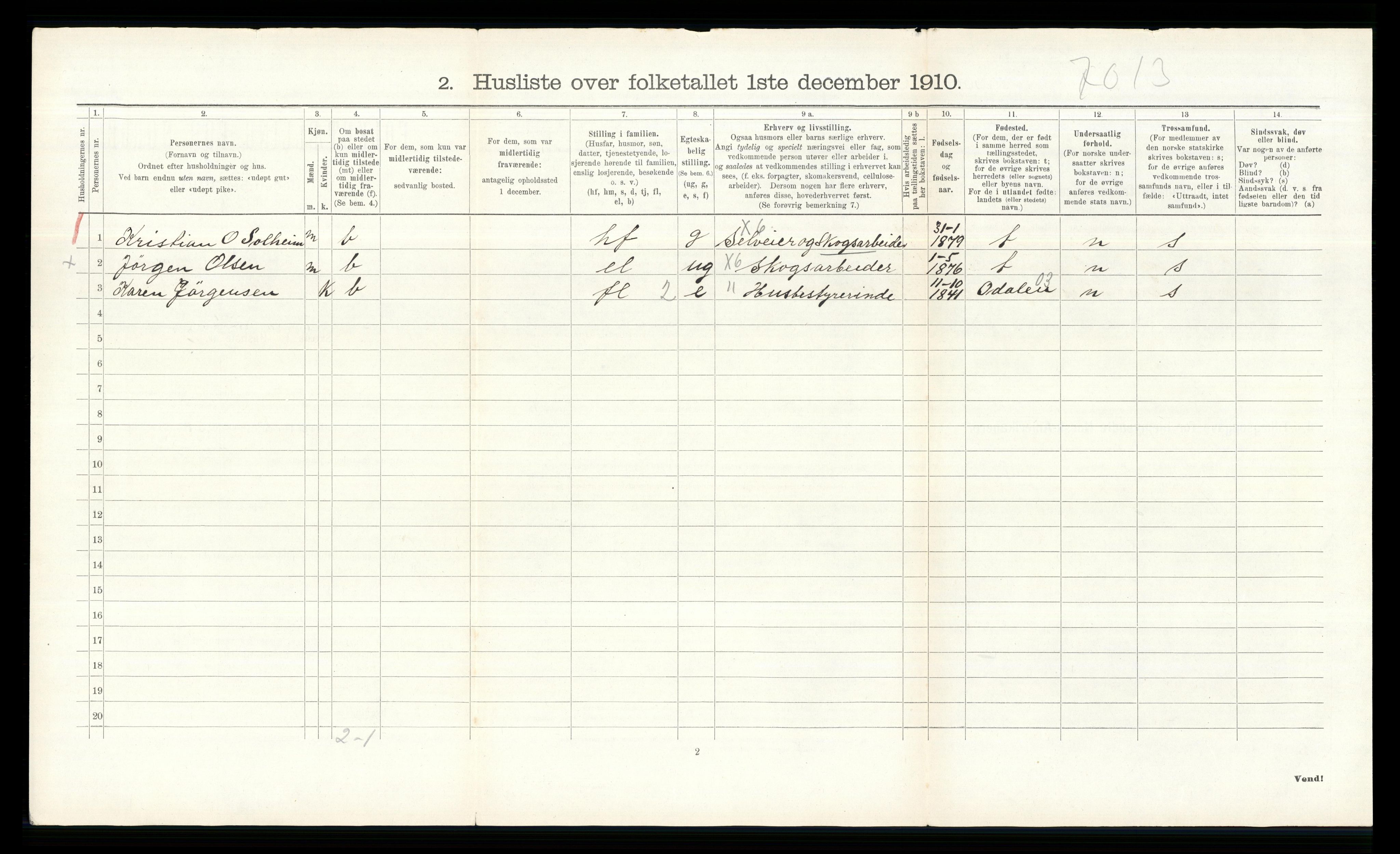 RA, 1910 census for Stange, 1910, p. 2475