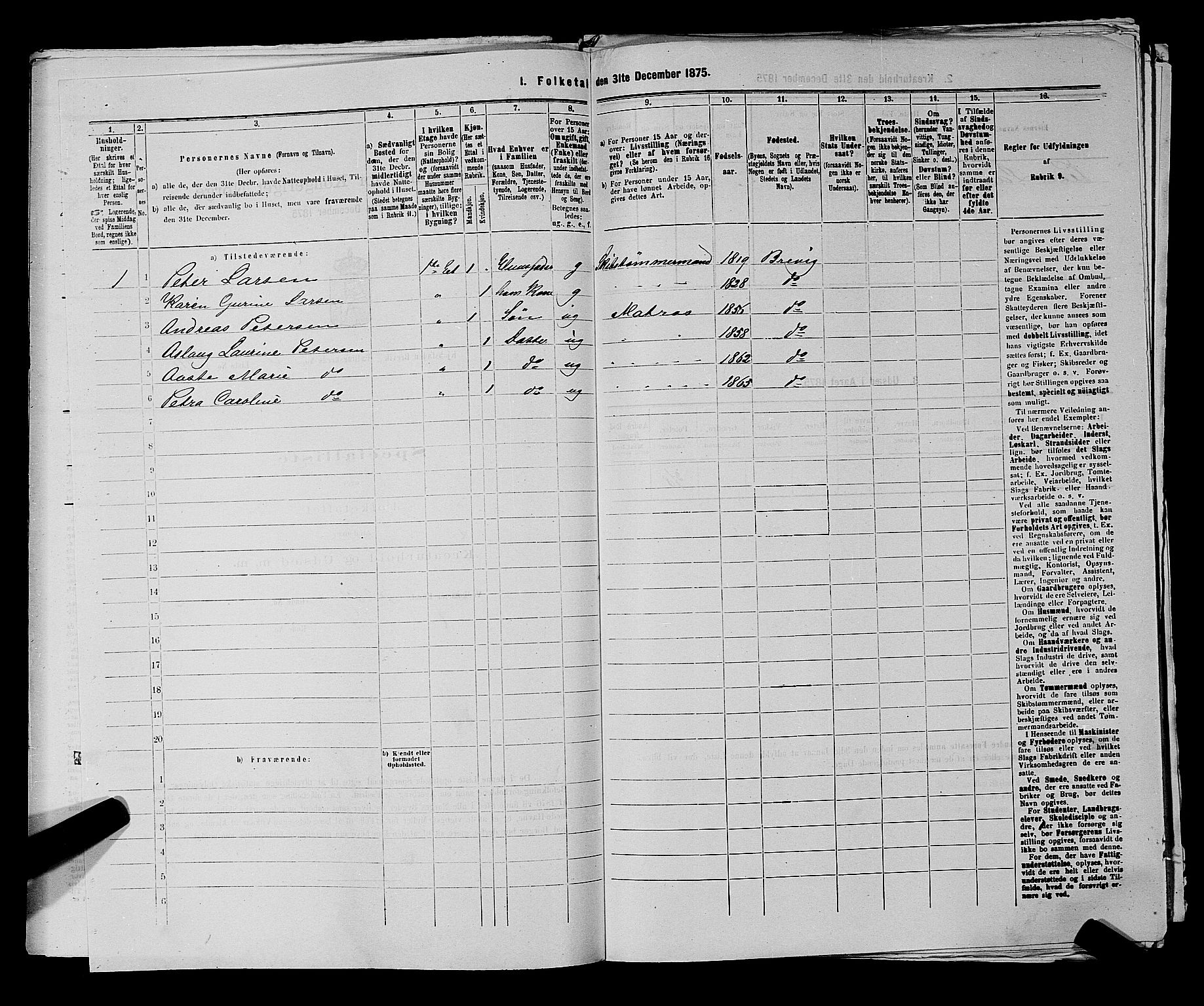 SAKO, 1875 census for 0804P Brevik, 1875, p. 702