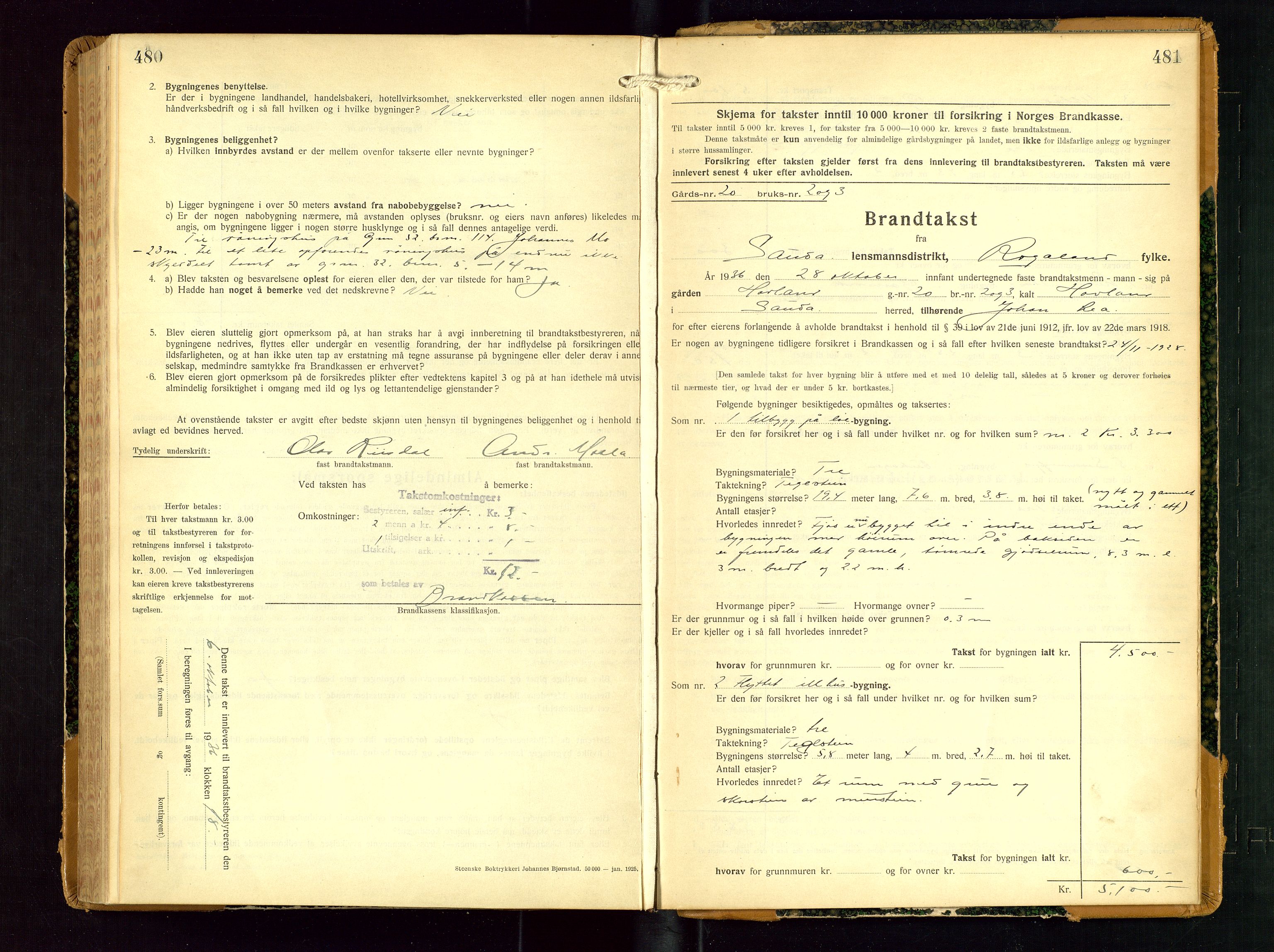 Sauda lensmannskontor, AV/SAST-A-100177/Gob/L0003: Branntakstprotokoll - skjematakst, 1928-1936, p. 480-481