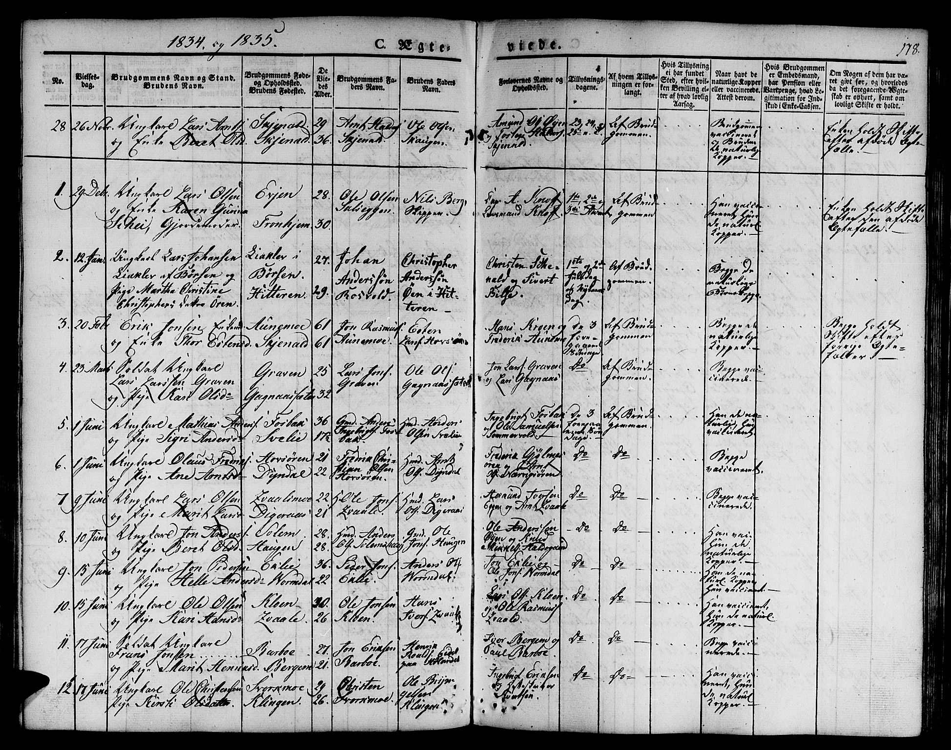 Ministerialprotokoller, klokkerbøker og fødselsregistre - Sør-Trøndelag, SAT/A-1456/668/L0804: Parish register (official) no. 668A04, 1826-1839, p. 178