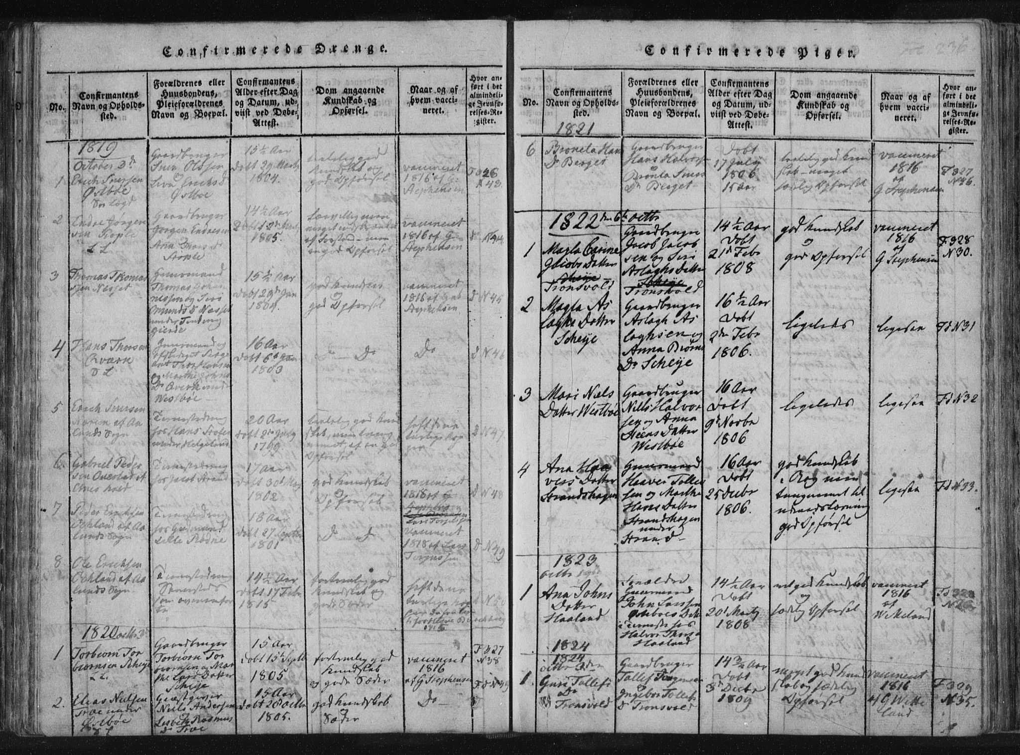Vikedal sokneprestkontor, SAST/A-101840/01/IV: Parish register (official) no. A 4, 1816-1850, p. 236