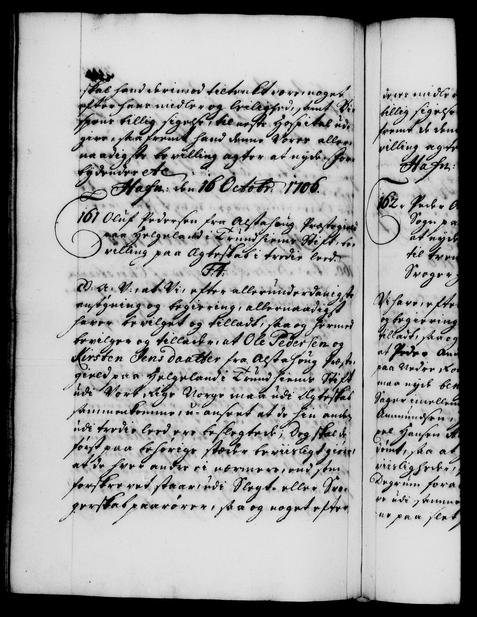 Danske Kanselli 1572-1799, AV/RA-EA-3023/F/Fc/Fca/Fcaa/L0019: Norske registre, 1704-1707, p. 398b