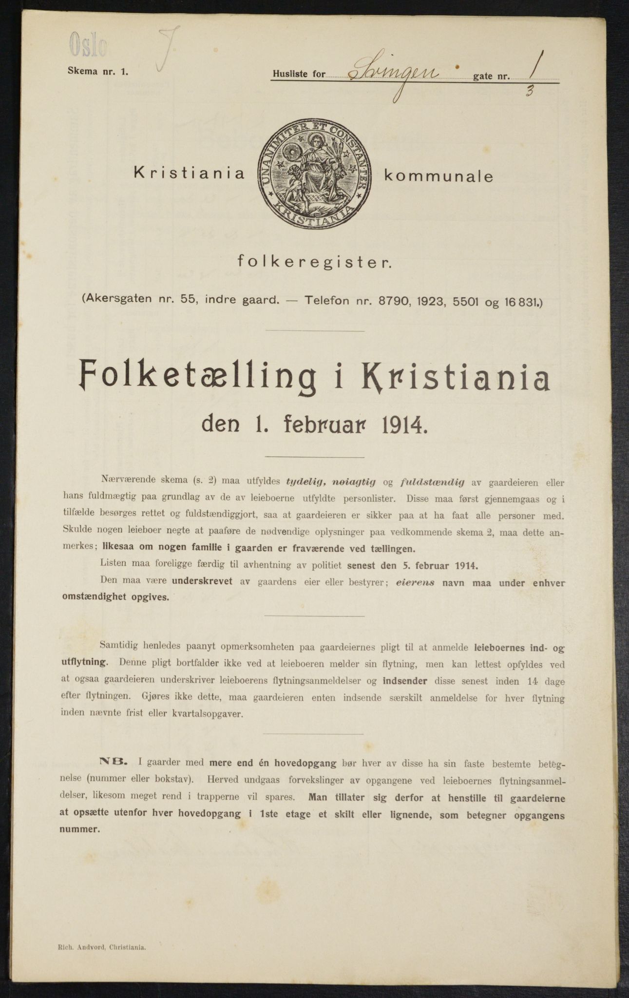 OBA, Municipal Census 1914 for Kristiania, 1914, p. 106782