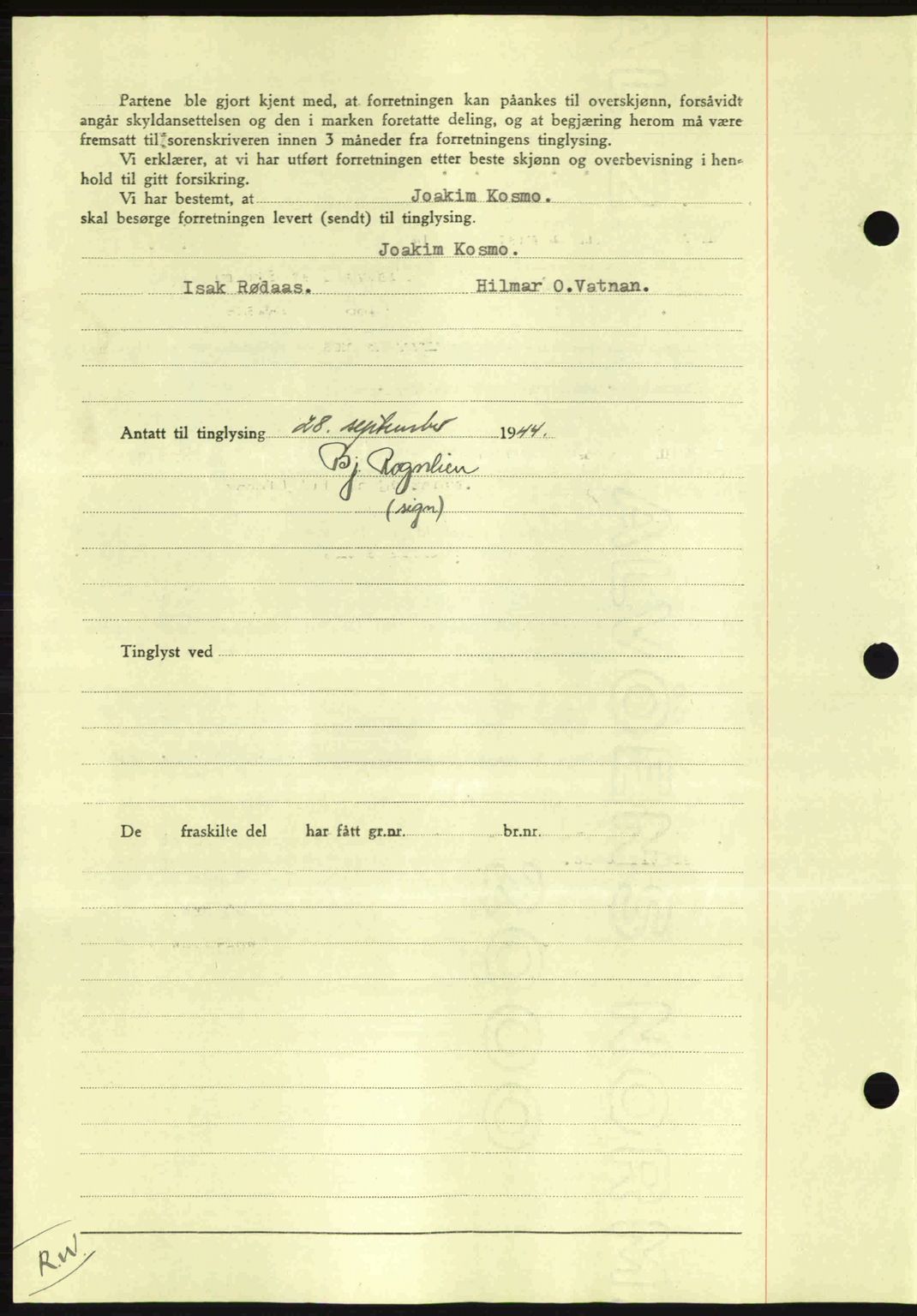 Salten sorenskriveri, SAT/A-4578/1/2/2C: Mortgage book no. A14-15, 1943-1945, Diary no: : 2203/1944