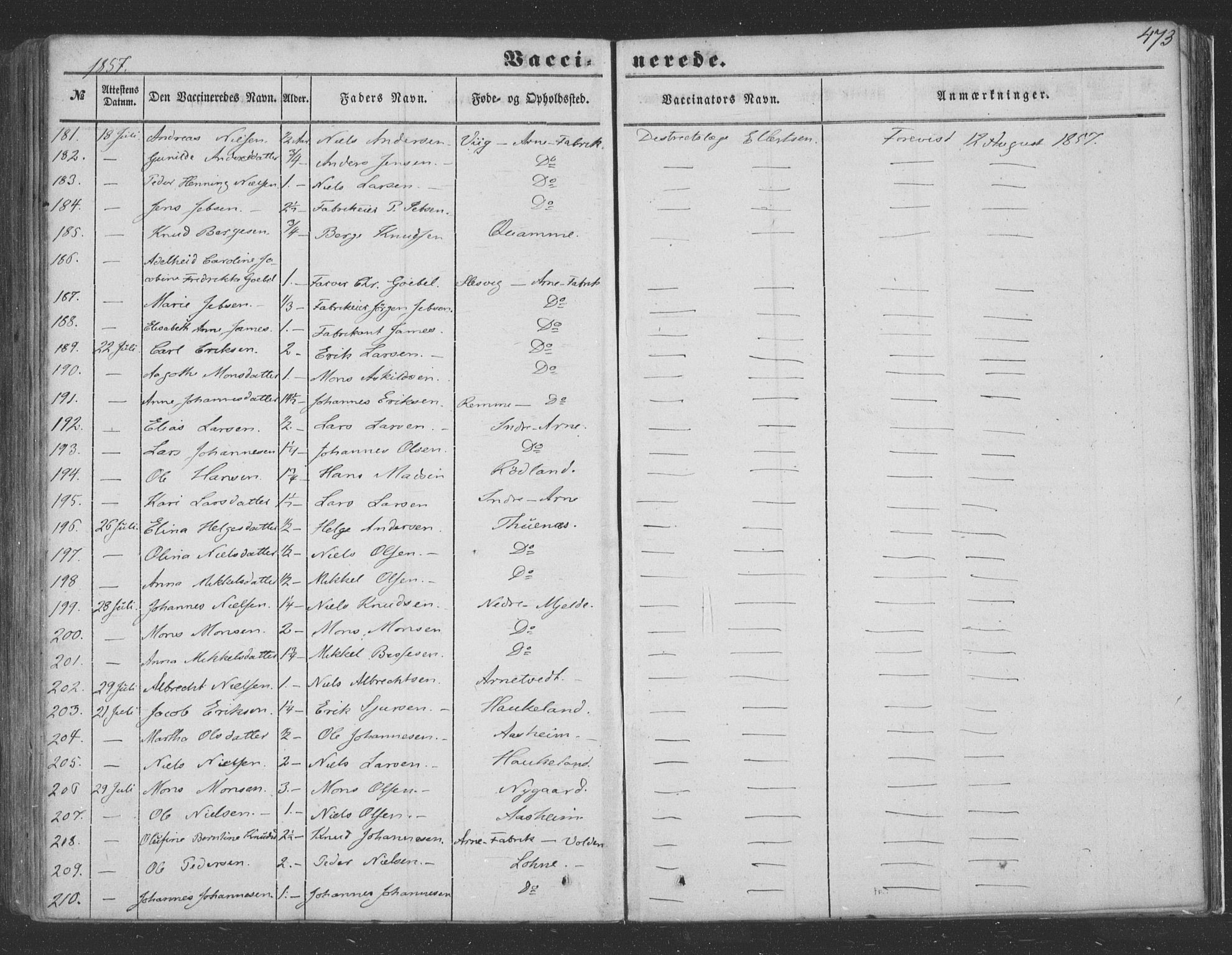 Haus sokneprestembete, AV/SAB-A-75601/H/Haa: Parish register (official) no. A 16 II, 1848-1857, p. 473