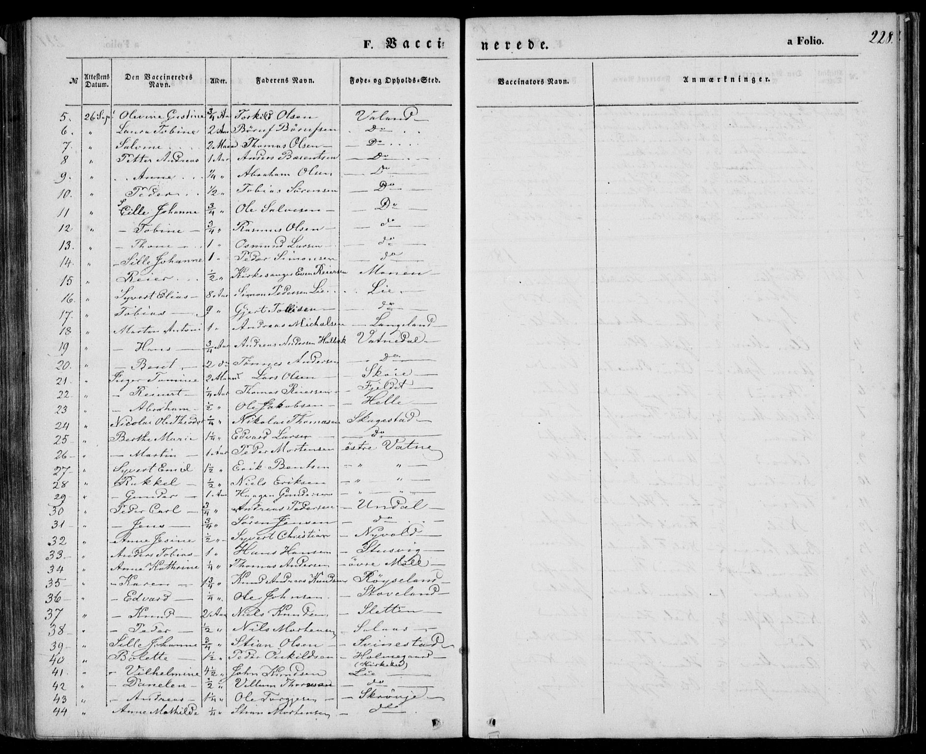 Holum sokneprestkontor, AV/SAK-1111-0022/F/Fa/Faa/L0005: Parish register (official) no. A 5, 1850-1864, p. 228