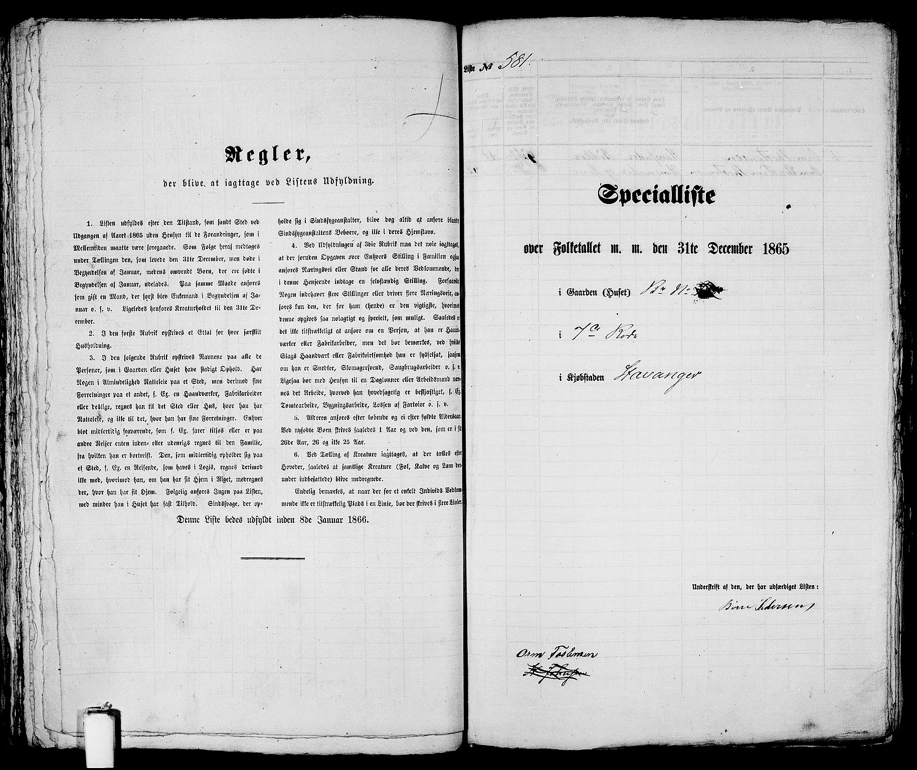 RA, 1865 census for Stavanger, 1865, p. 1191