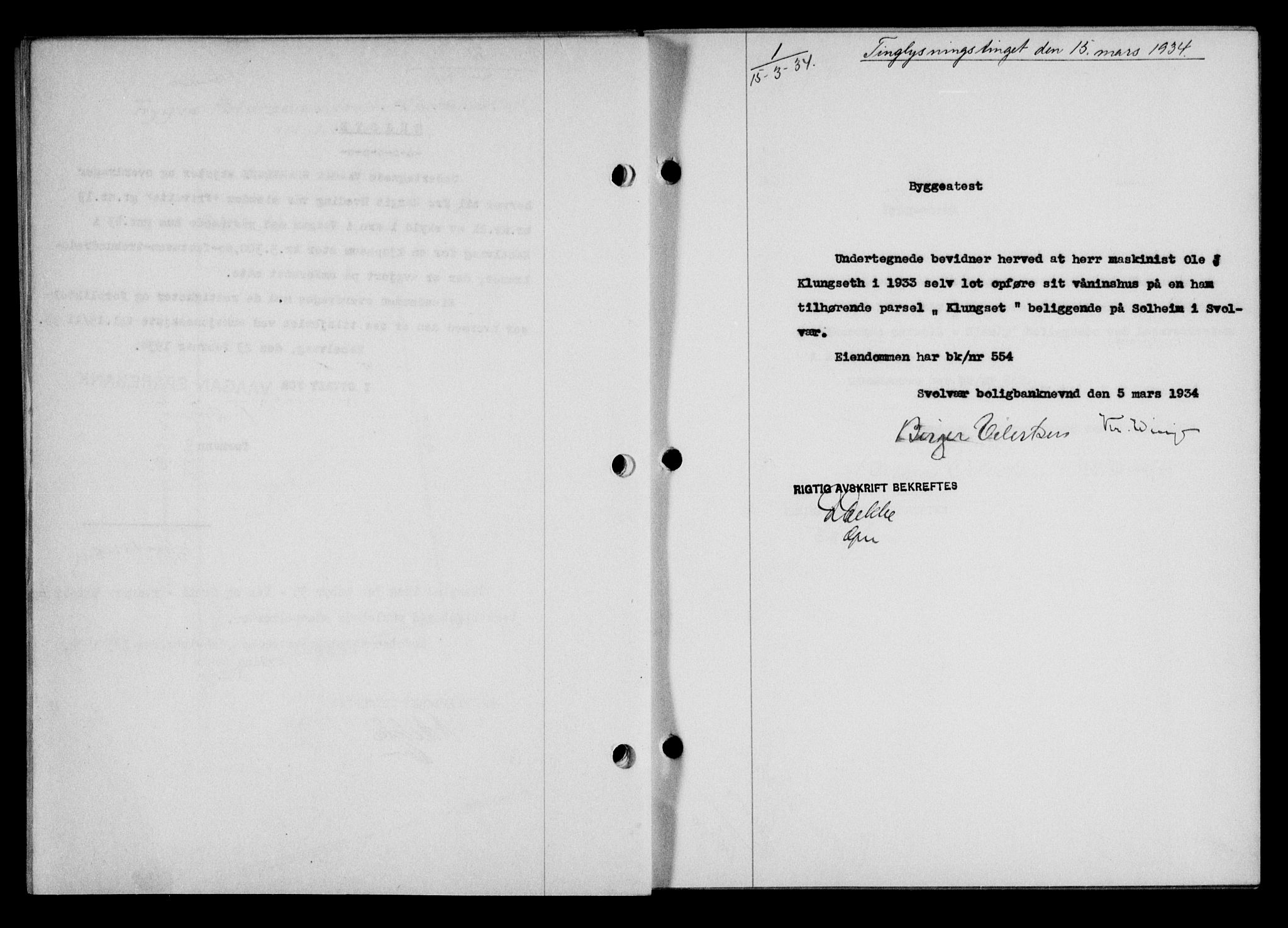 Lofoten sorenskriveri, SAT/A-0017/1/2/2C/L0029b: Mortgage book no. 29b, 1934-1934, Deed date: 15.03.1934