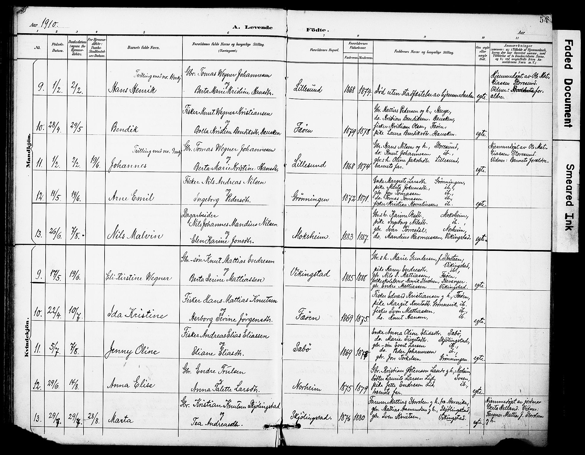 Torvastad sokneprestkontor, AV/SAST-A -101857/H/Ha/Haa/L0017: Parish register (official) no. A 16, 1899-1911, p. 54