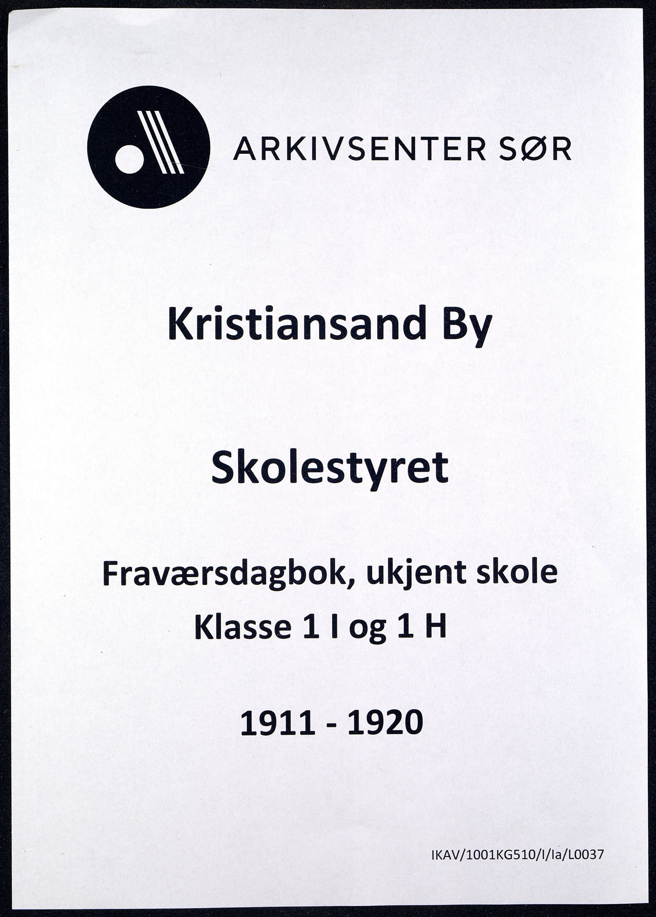 Kristiansand By - Skolekommisjonen/ -Styret, IKAV/1001KG510/I/Ia/L0037: Fraværsdagbok for klasse 1 I og H, 1911-1920