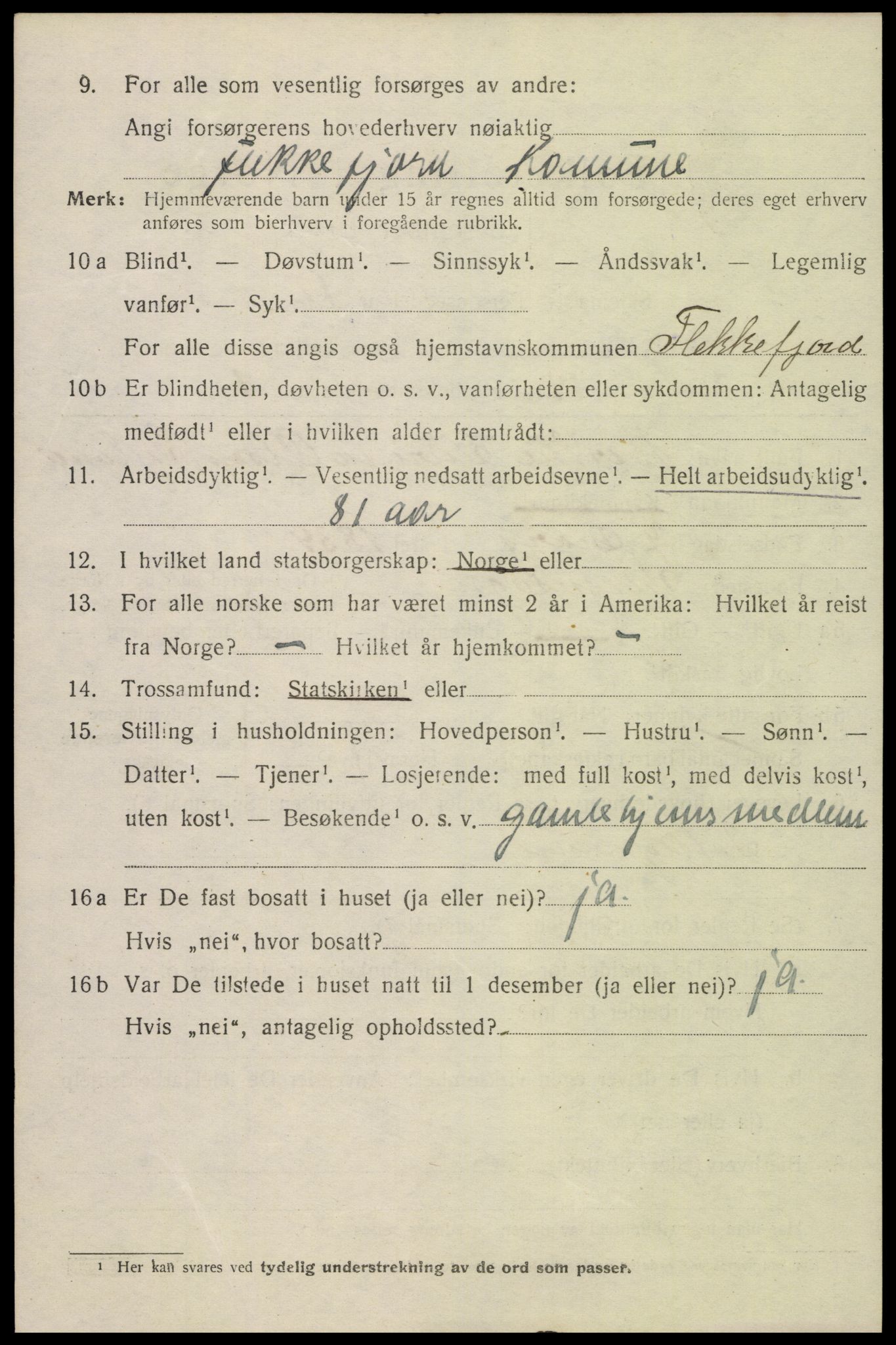 SAK, 1920 census for Flekkefjord, 1920, p. 2019