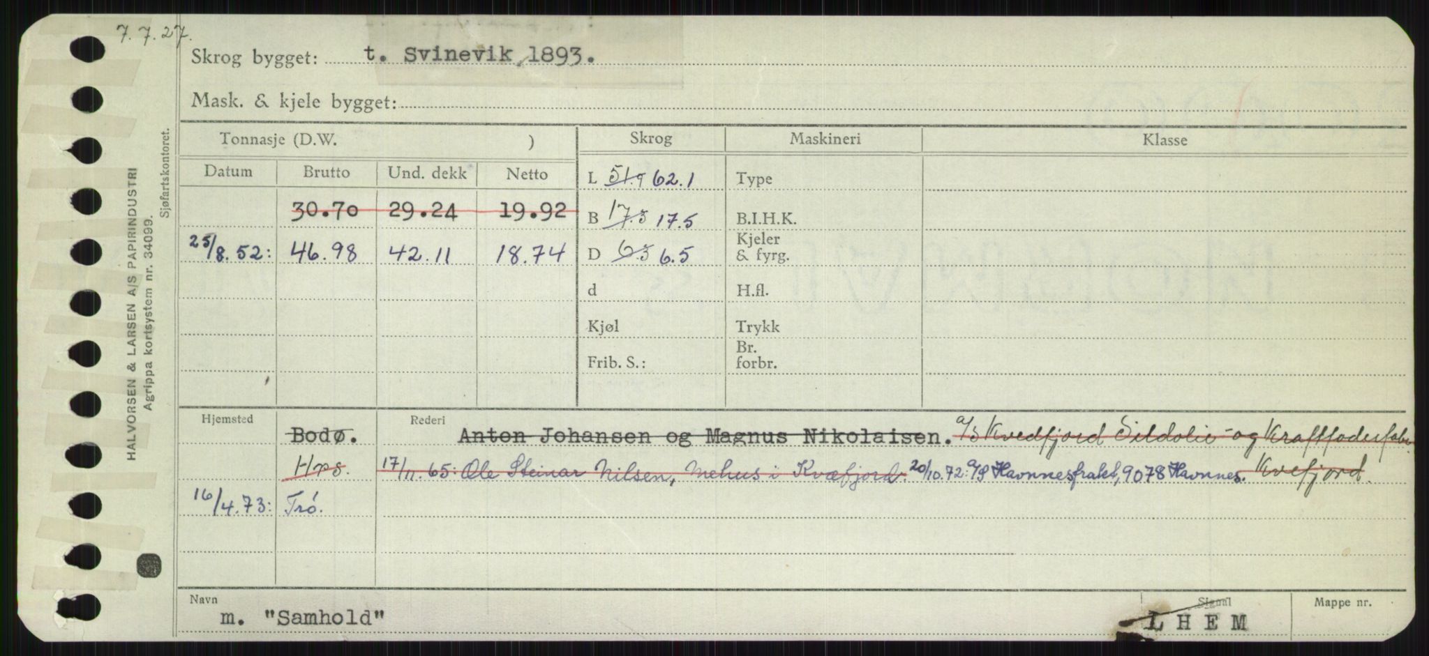 Sjøfartsdirektoratet med forløpere, Skipsmålingen, AV/RA-S-1627/H/Ha/L0005/0001: Fartøy, S-Sven / Fartøy, S-Skji, p. 101