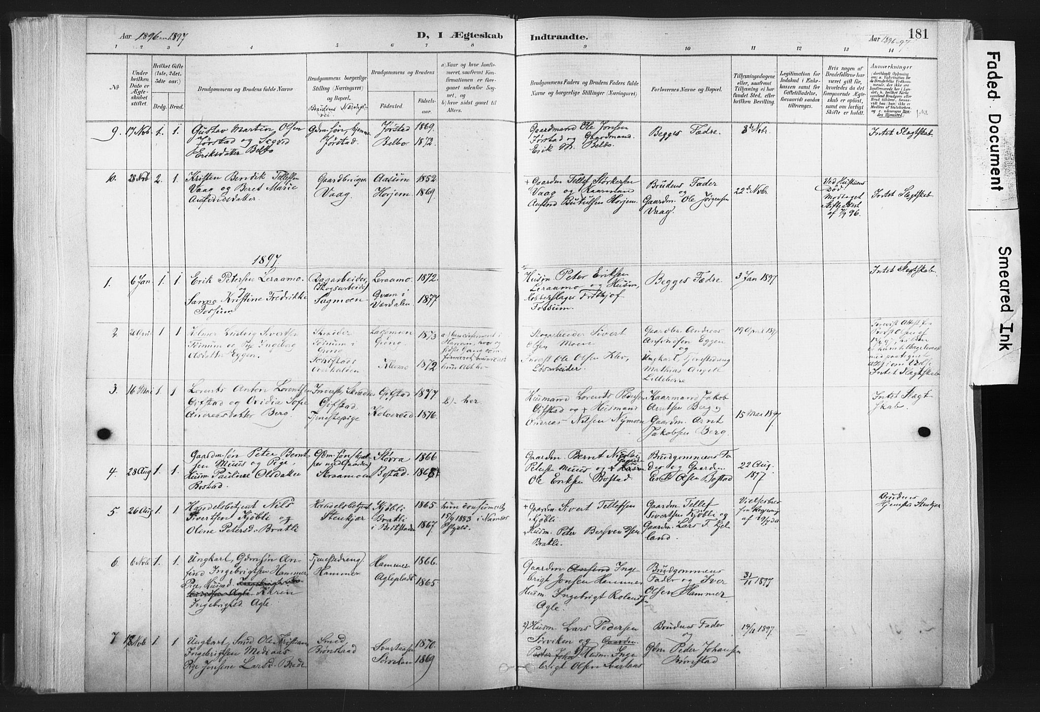 Ministerialprotokoller, klokkerbøker og fødselsregistre - Nord-Trøndelag, SAT/A-1458/749/L0474: Parish register (official) no. 749A08, 1887-1903, p. 181