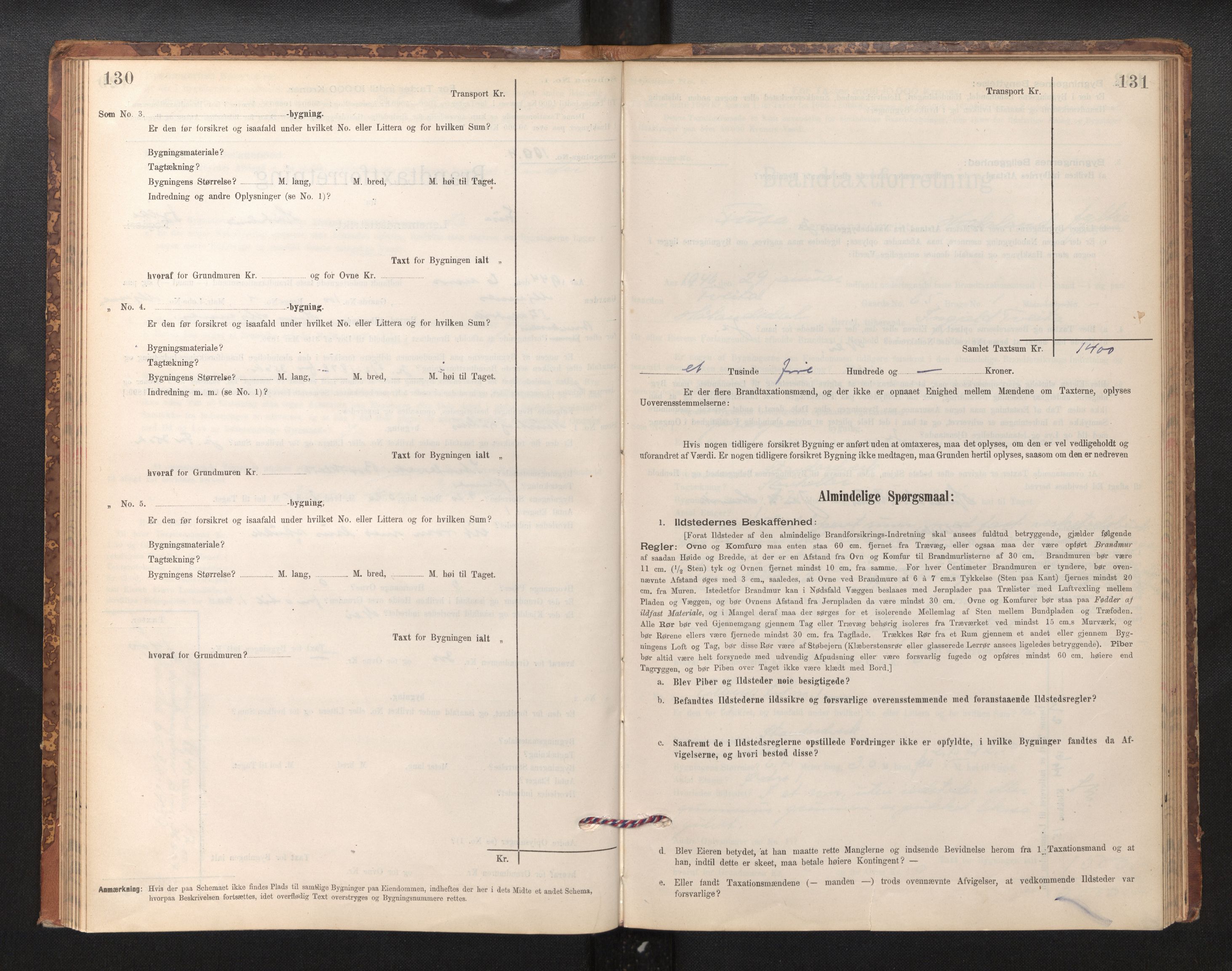 Lensmannen i Fusa, AV/SAB-A-32401/1/0012/L0003: Branntakstprotokoll, skjematakst, 1895-1950, p. 130-131