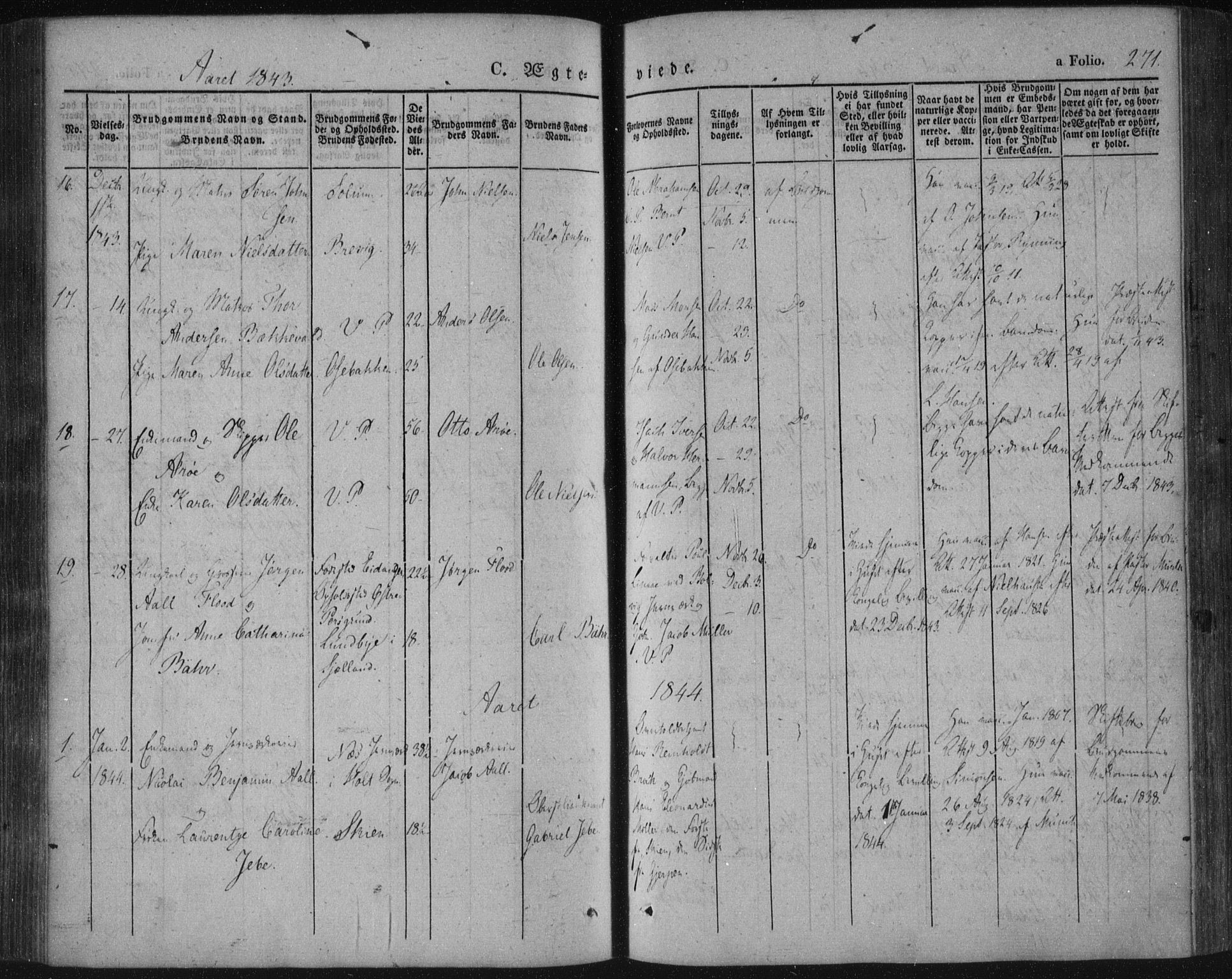 Porsgrunn kirkebøker , AV/SAKO-A-104/F/Fa/L0006: Parish register (official) no. 6, 1841-1857, p. 271