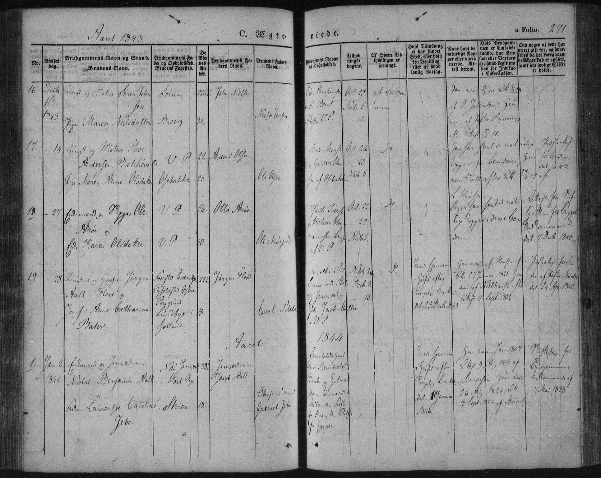 Porsgrunn kirkebøker , AV/SAKO-A-104/F/Fa/L0006: Parish register (official) no. 6, 1841-1857, p. 271