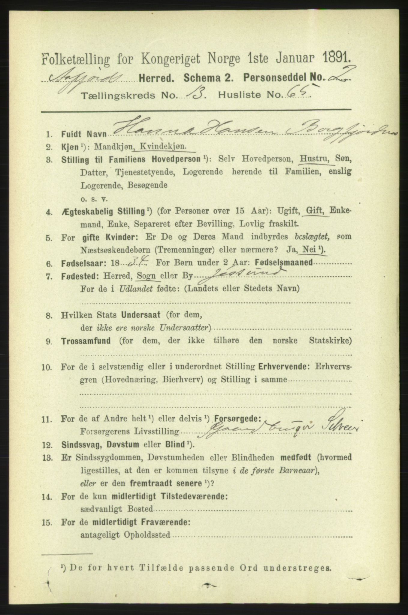 RA, 1891 census for 1630 Åfjord, 1891, p. 4591