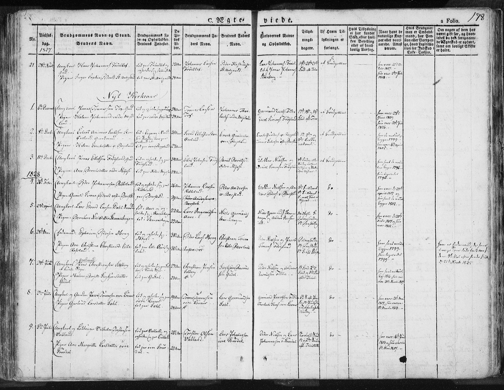 Sokndal sokneprestkontor, SAST/A-101808: Parish register (official) no. A 7.1, 1826-1842, p. 178