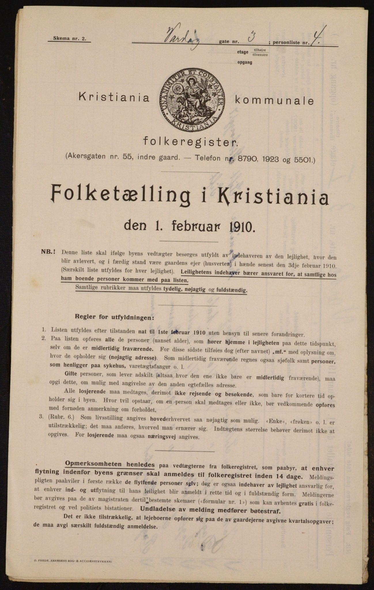 OBA, Municipal Census 1910 for Kristiania, 1910, p. 115508