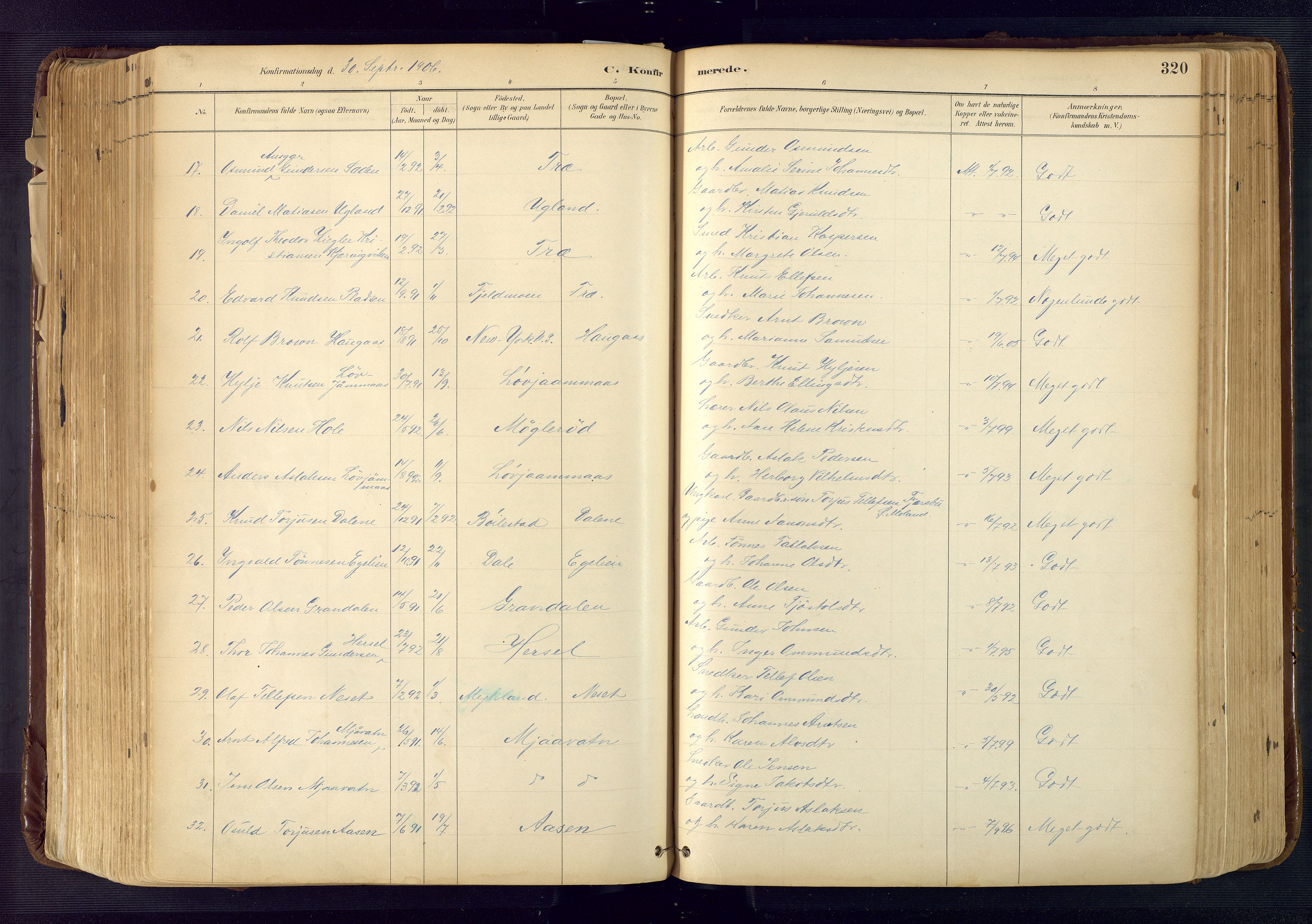 Froland sokneprestkontor, AV/SAK-1111-0013/F/Fa/L0005: Parish register (official) no. A 5, 1882-1921, p. 320