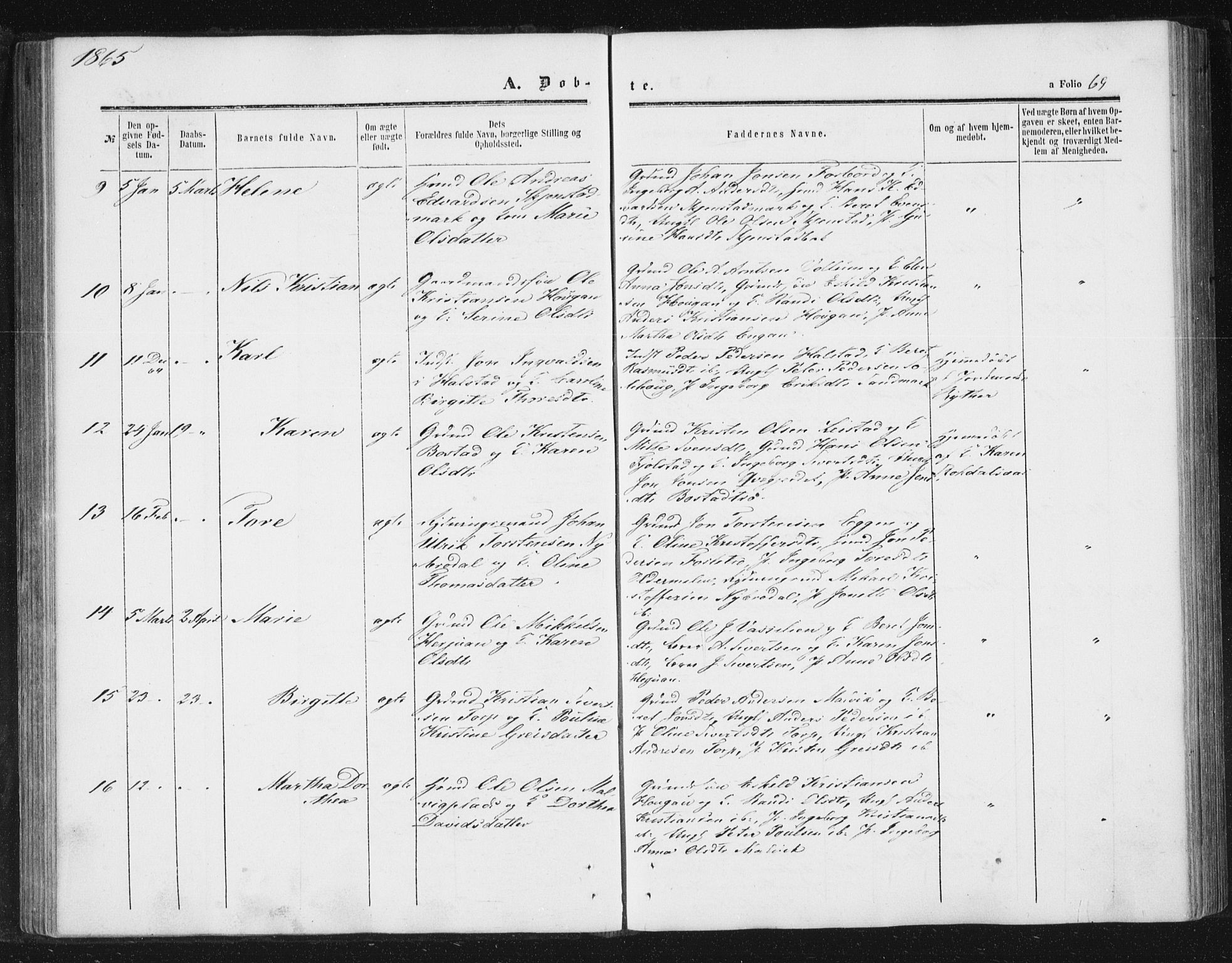 Ministerialprotokoller, klokkerbøker og fødselsregistre - Sør-Trøndelag, SAT/A-1456/616/L0408: Parish register (official) no. 616A05, 1857-1865, p. 69