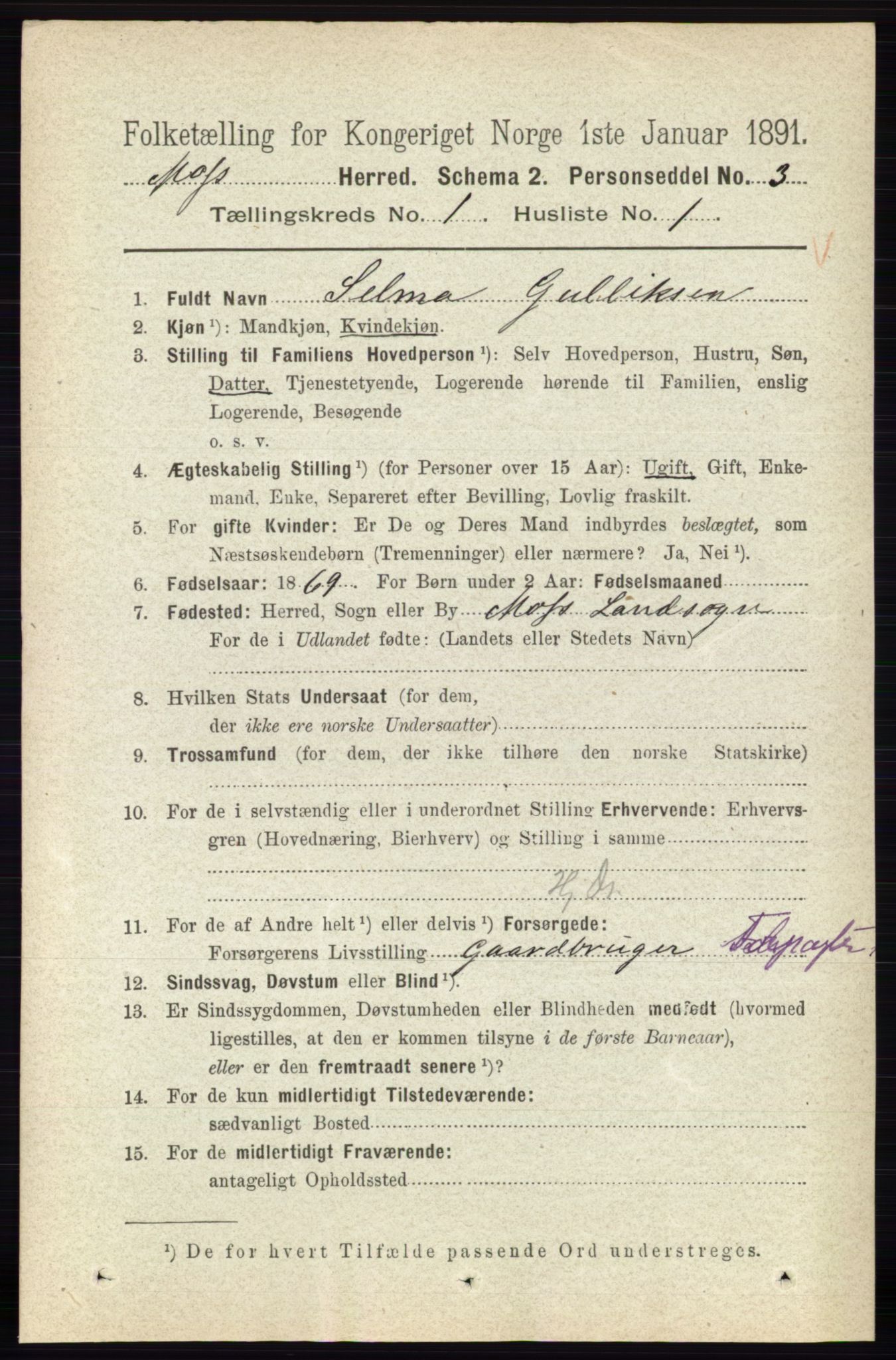 RA, 1891 Census for 0194 Moss, 1891, p. 83