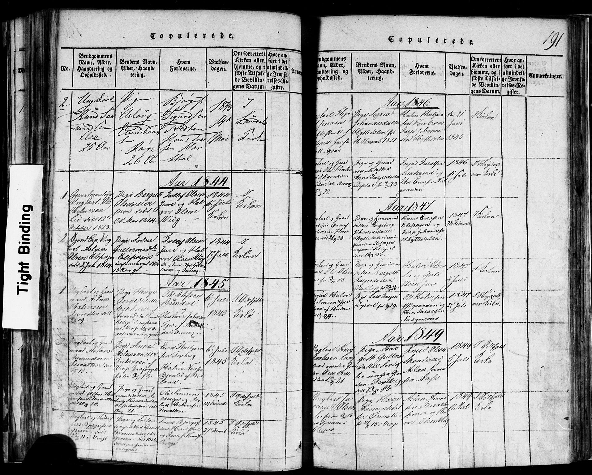 Rauland kirkebøker, AV/SAKO-A-292/F/Fa/L0002: Parish register (official) no. I 2, 1815-1860, p. 191