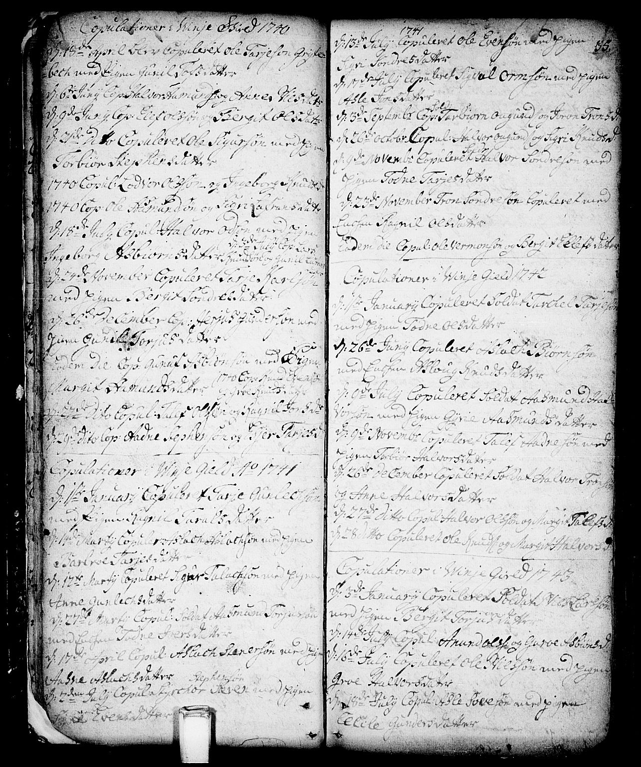 Vinje kirkebøker, SAKO/A-312/F/Fa/L0001: Parish register (official) no. I 1, 1717-1766, p. 35