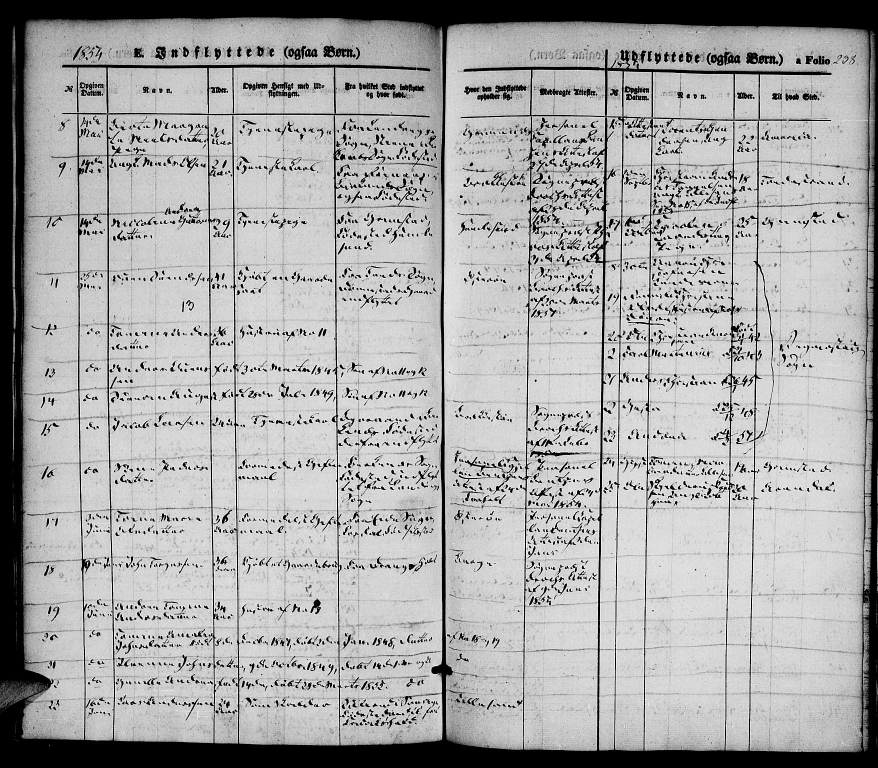 Vestre Moland sokneprestkontor, AV/SAK-1111-0046/F/Fa/Fab/L0006: Parish register (official) no. A 6, 1850-1858, p. 238