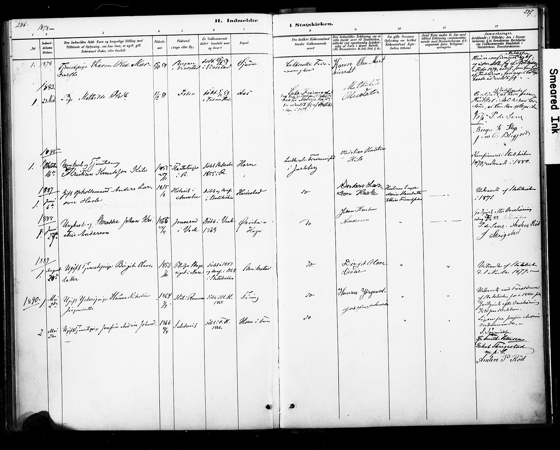 Ramnes kirkebøker, AV/SAKO-A-314/F/Fb/L0001: Parish register (official) no. II 1, 1878-1894, p. 246-247