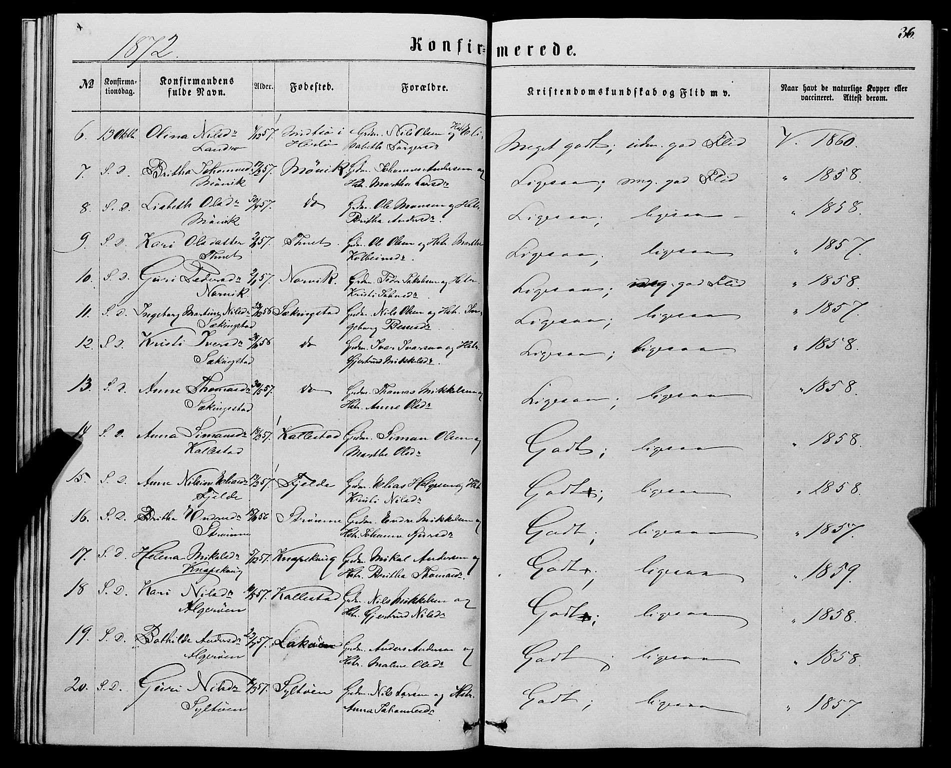 Fjell sokneprestembete, SAB/A-75301/H/Haa: Parish register (official) no. A 5, 1864-1877, p. 36
