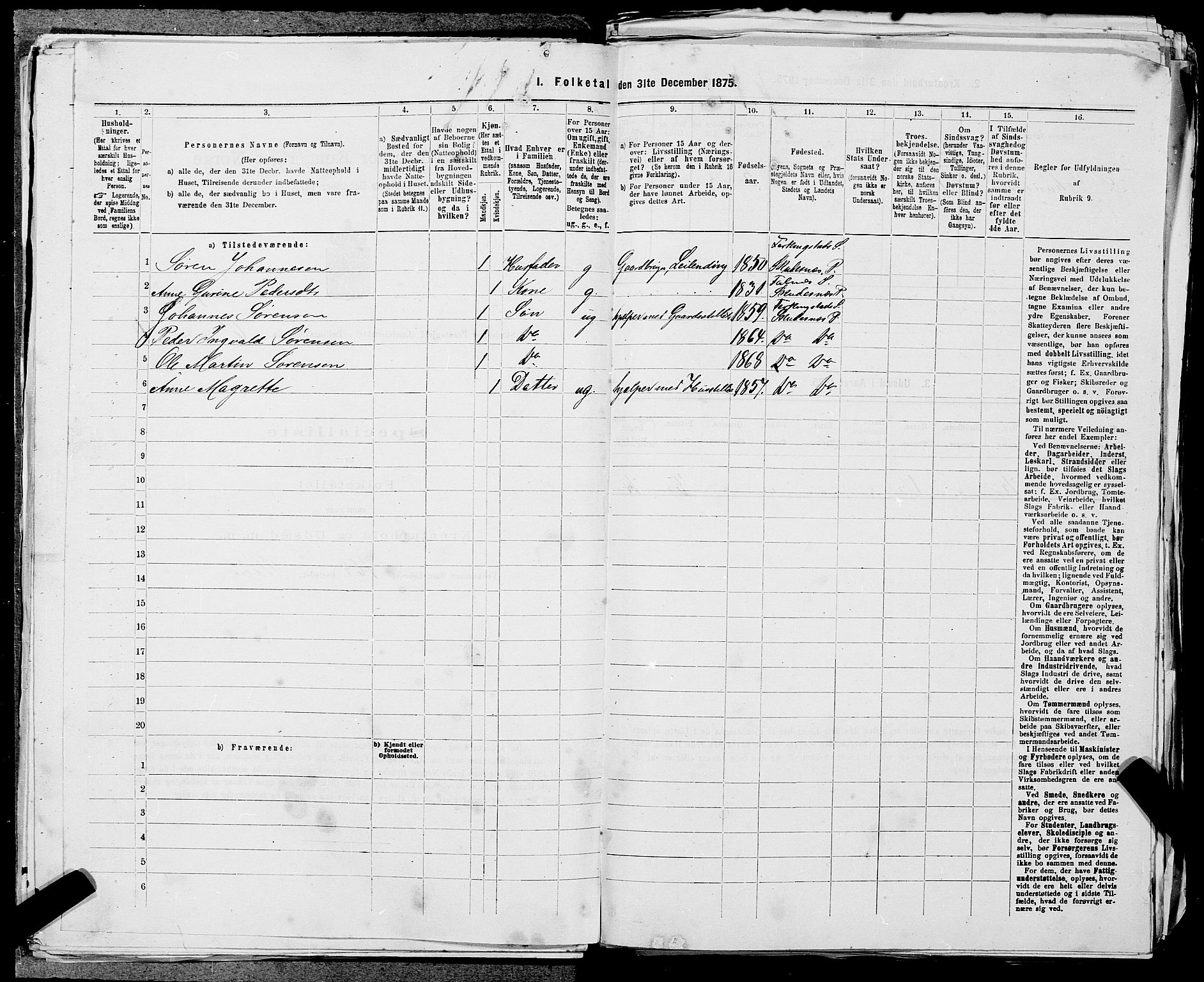 SAST, 1875 census for 1150L Skudenes/Falnes, Åkra og Ferkingstad, 1875, p. 781