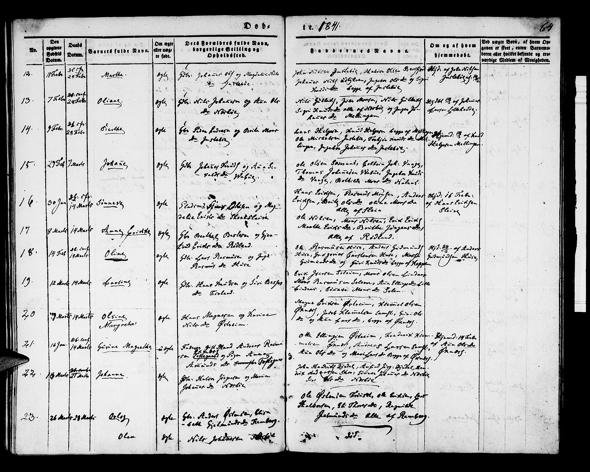 Lindås Sokneprestembete, AV/SAB-A-76701/H/Haa/Haaa/L0009: Parish register (official) no. A 9, 1835-1841, p. 64