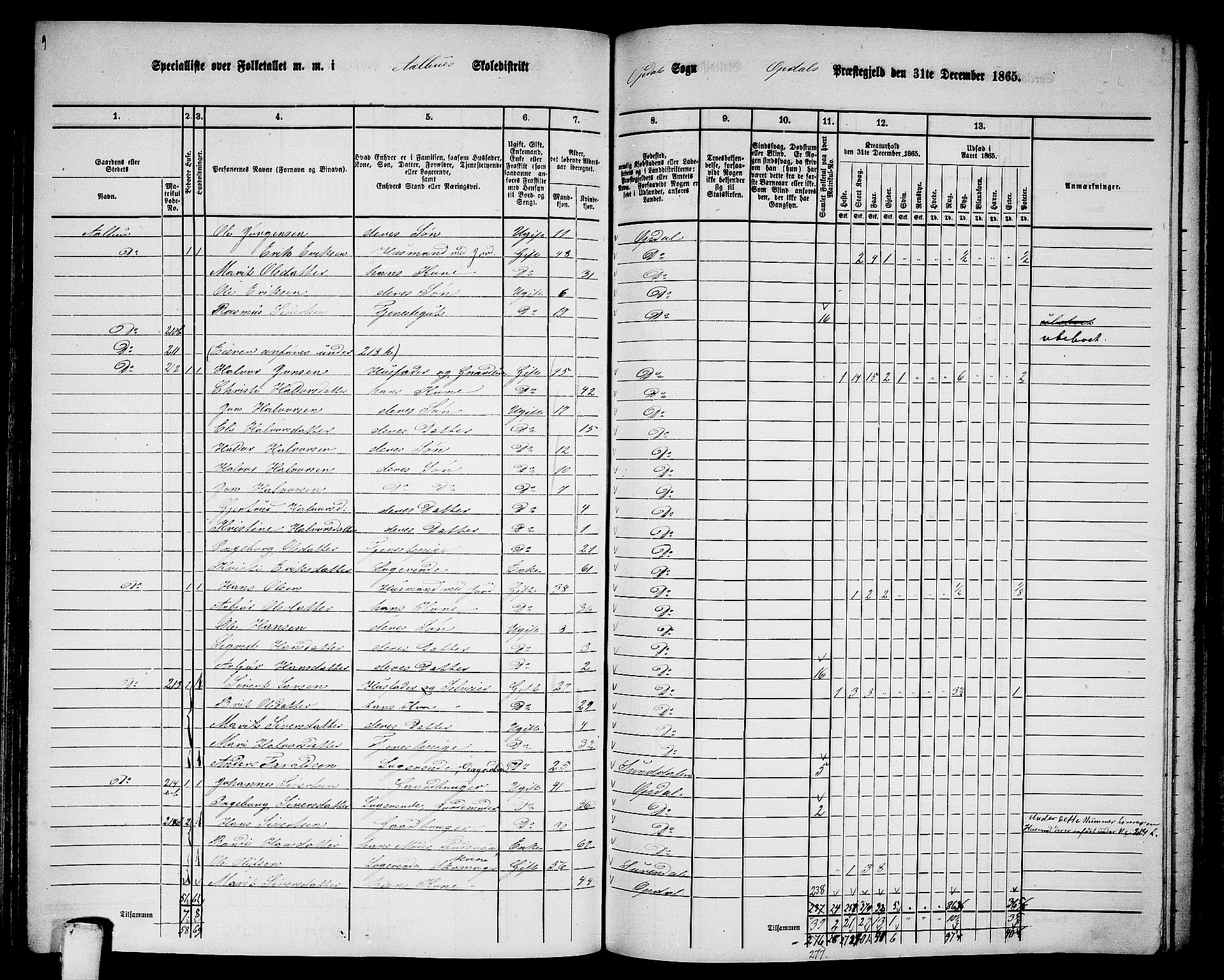 RA, 1865 census for Oppdal, 1865, p. 111