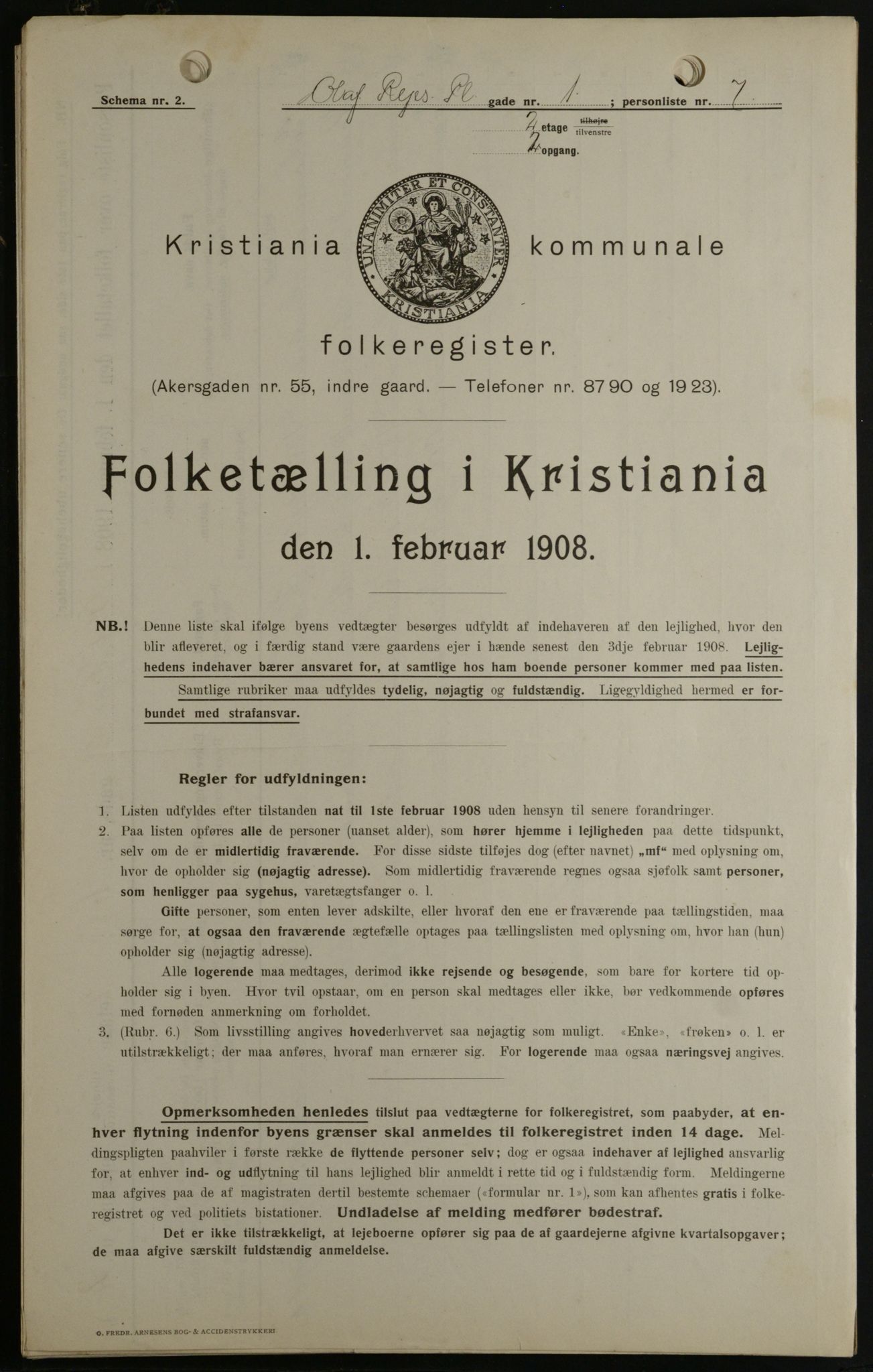 OBA, Municipal Census 1908 for Kristiania, 1908, p. 67320